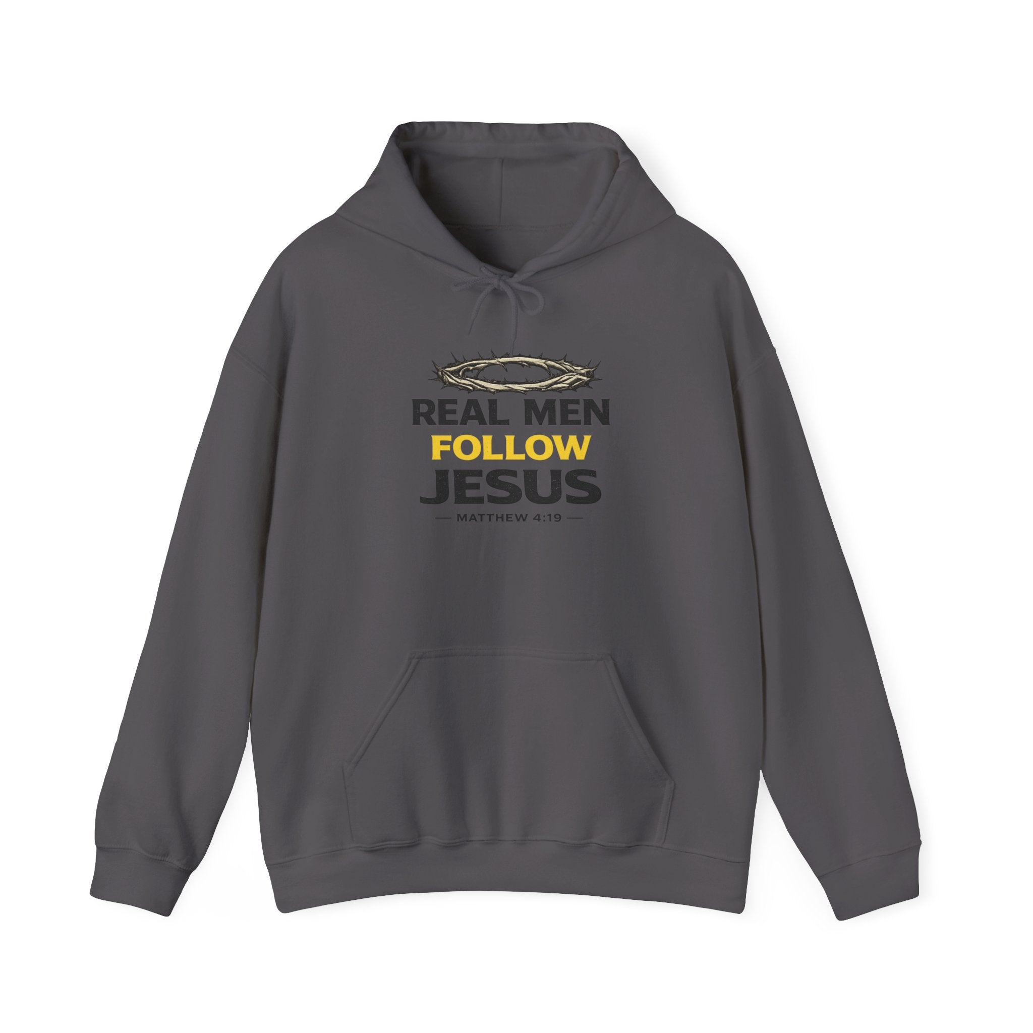 Real Men Follow Jesus Hoodie — Christian Faith Sweatshirt (Matthew 4:19)