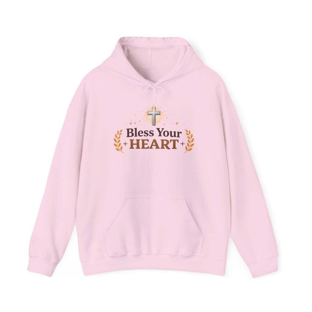 Womens Bless Your Heart Hoodie  Christian Cross Faith Pullover
