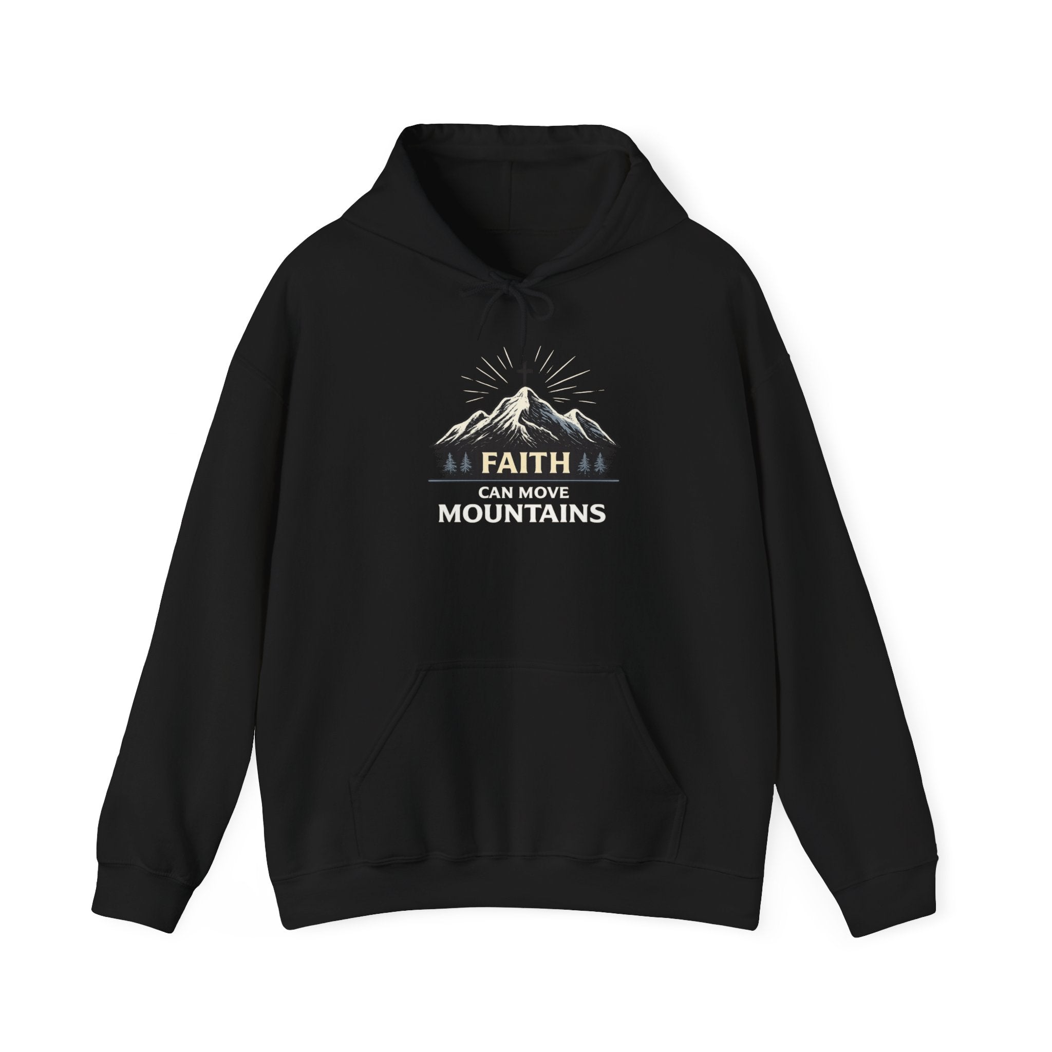 Womens Faith Can Move Mountains Hoodie — Christian Inspirational Mountain Graphic Hoodie