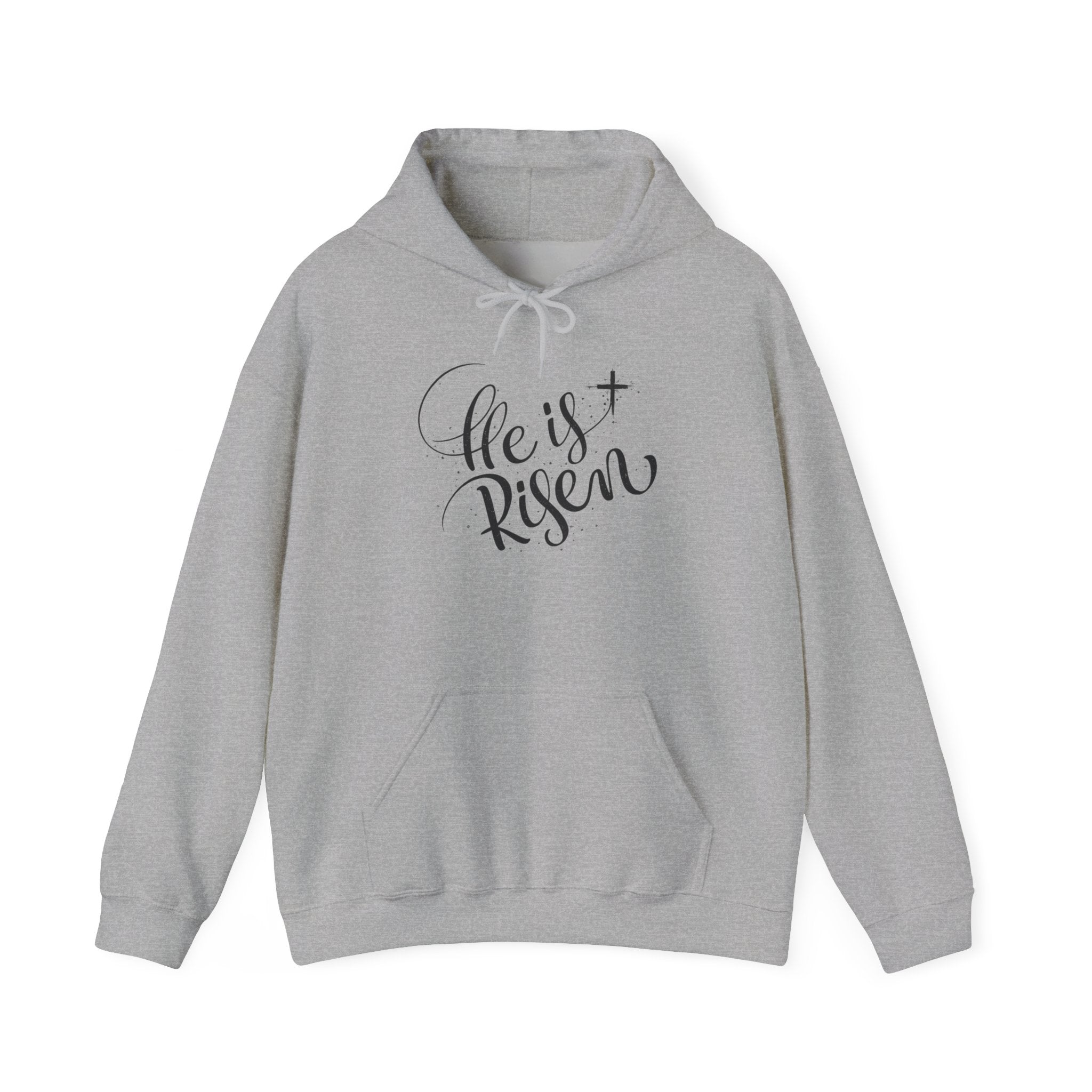 Mens He Is Risen Hoodie – Christian Easter Scripture Pullover