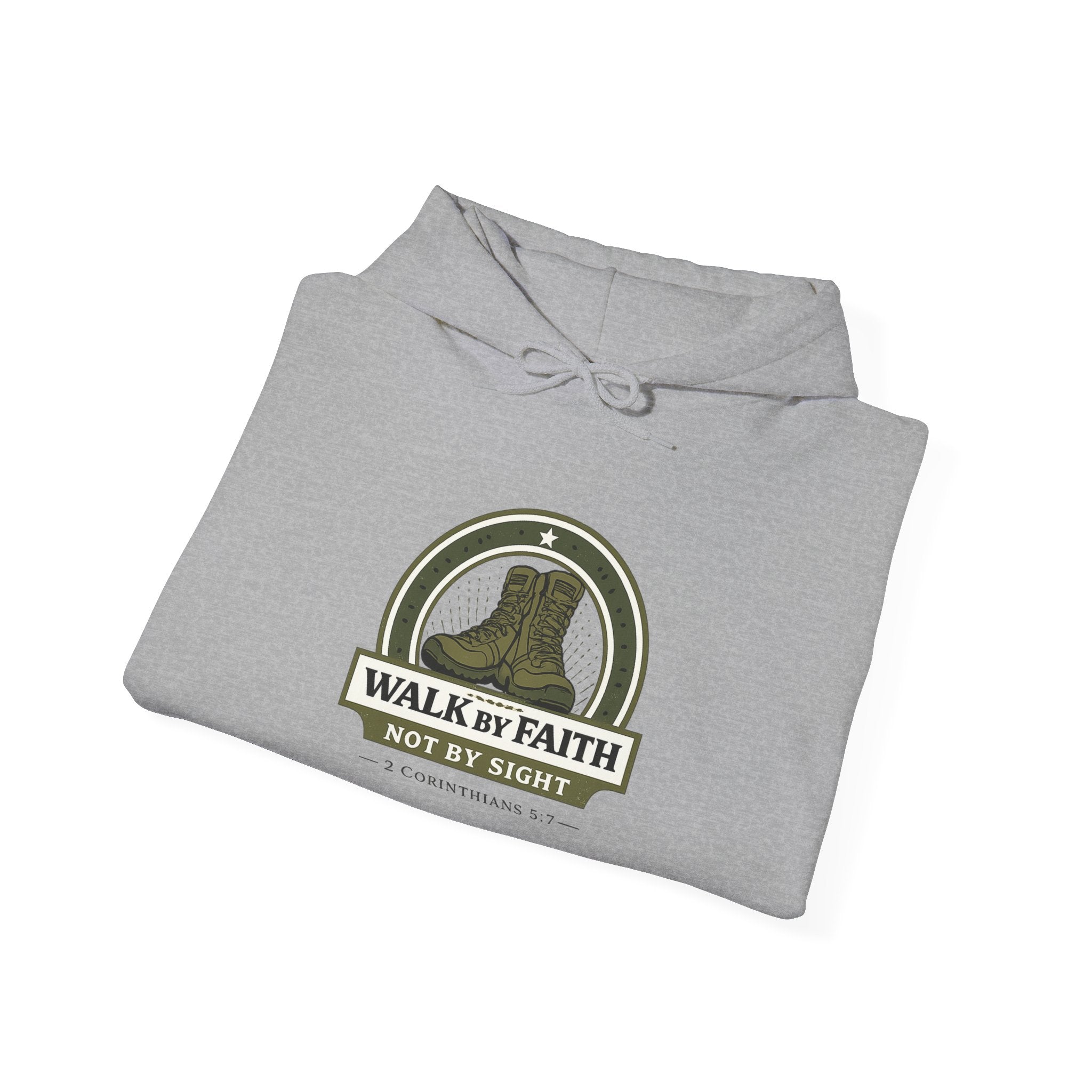 Mens Faith Hooded Sweatshirt — "Walk by Faith, Not by Sight" Christian Hoodie