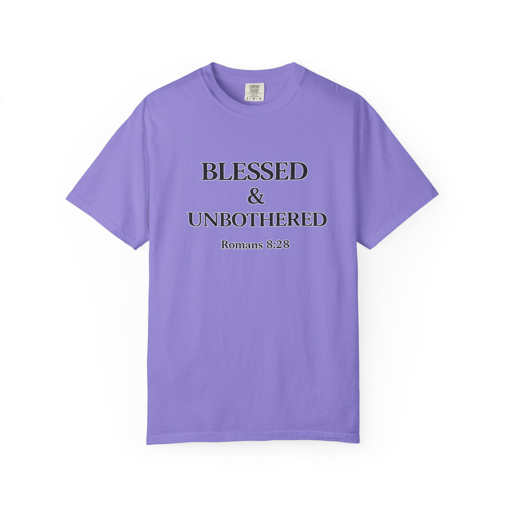 Blessed & Unbothered T-Shirt — Romans 8:28 Christian Tee