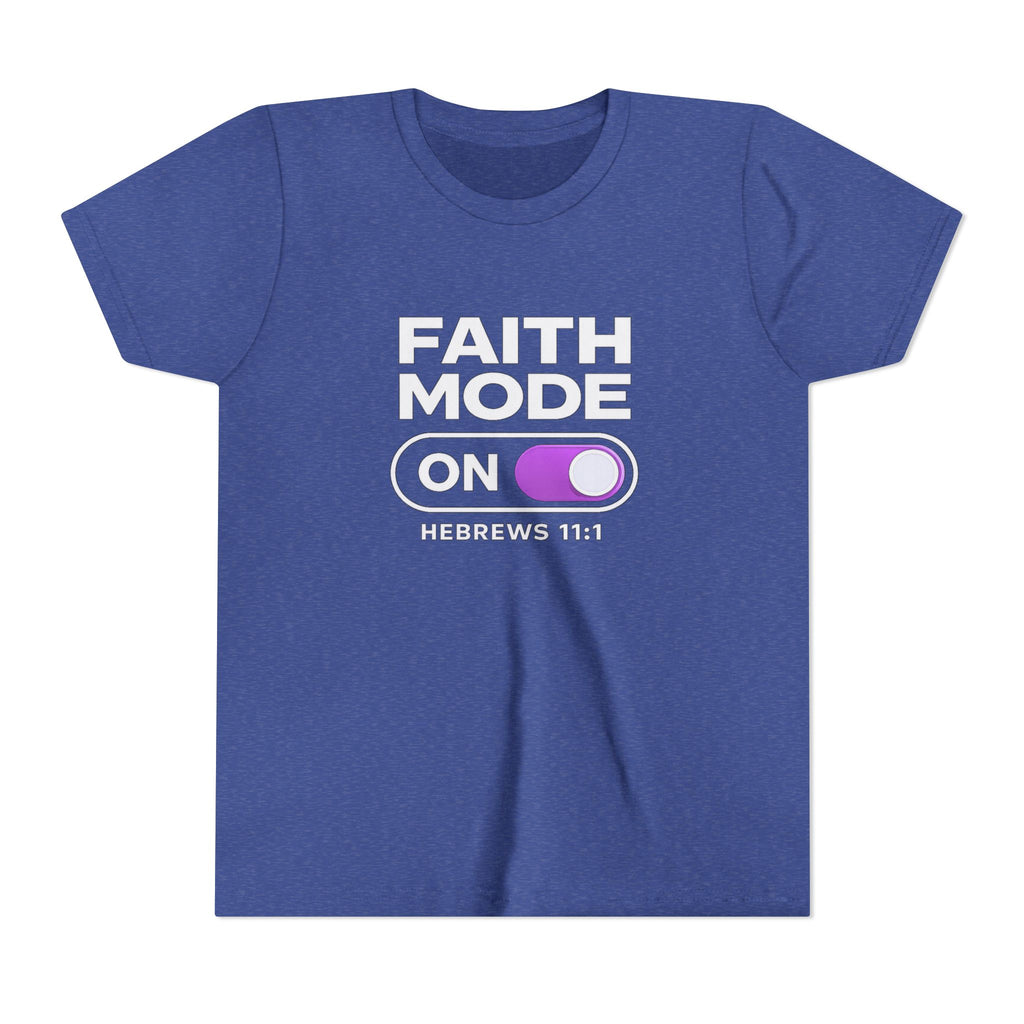 Faith Mode On Youth Tee — Hebrews 11:1 Christian Kids Shirt