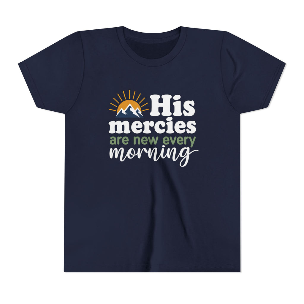 Boys Tee “His Mercies Are New Every Morning” Christian Faith Kids Shirt