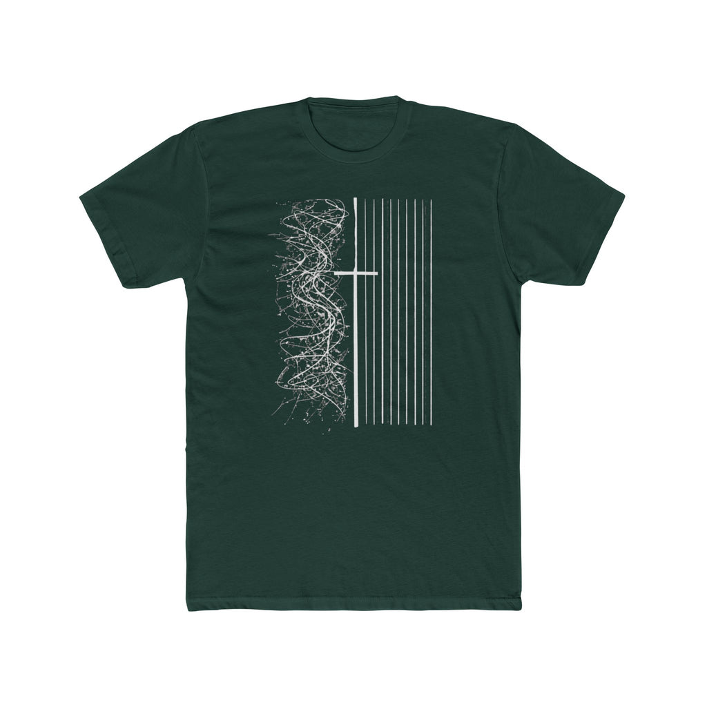 Floral Skull Flag Tee | Grunge American Flag T-Shirt, Vertical Skull & Flowers Design