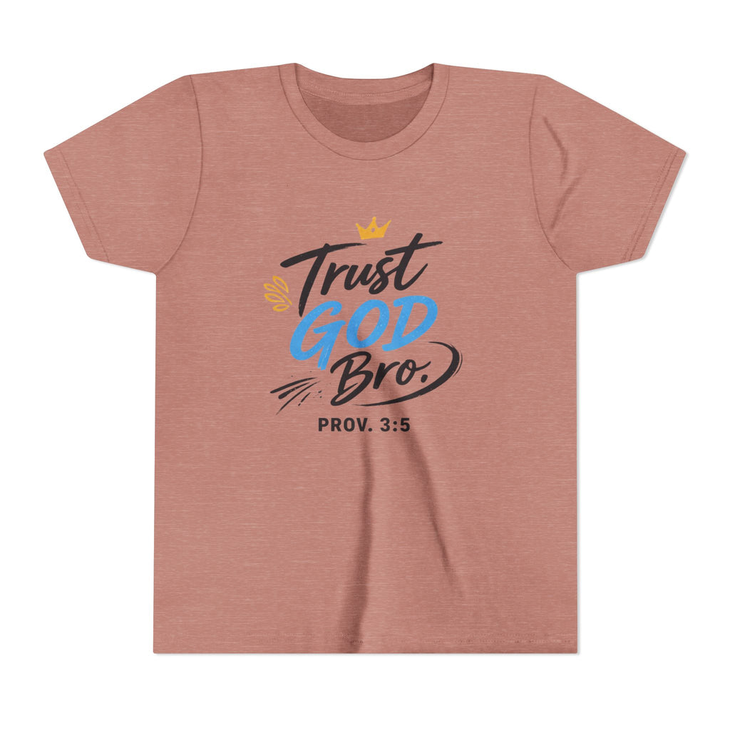 Boys Trust God Bro Youth Tee – Prov. 3:5 Faith Graphic Shirt