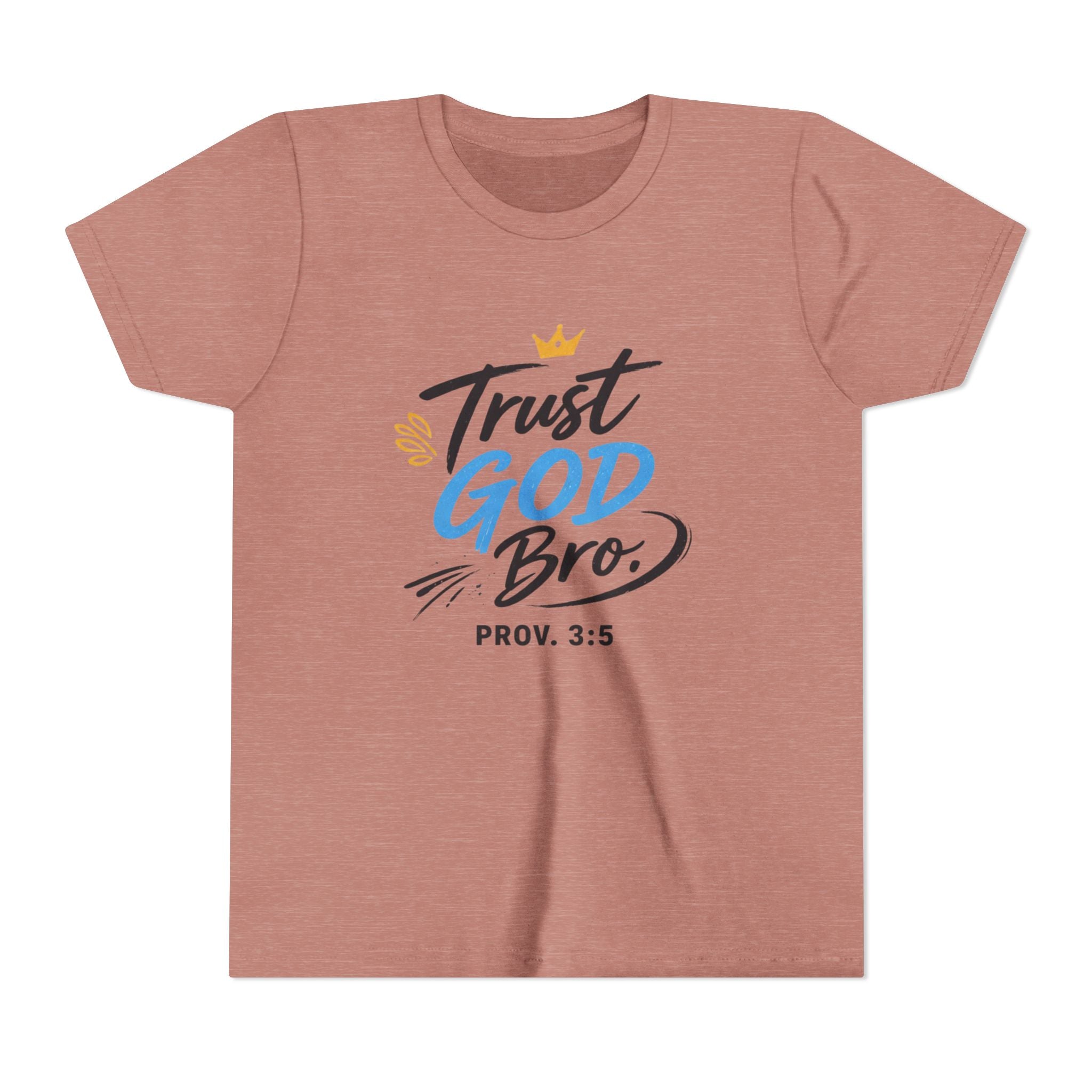 Boys Trust God Bro Youth Tee – Prov. 3:5 Faith Graphic Shirt