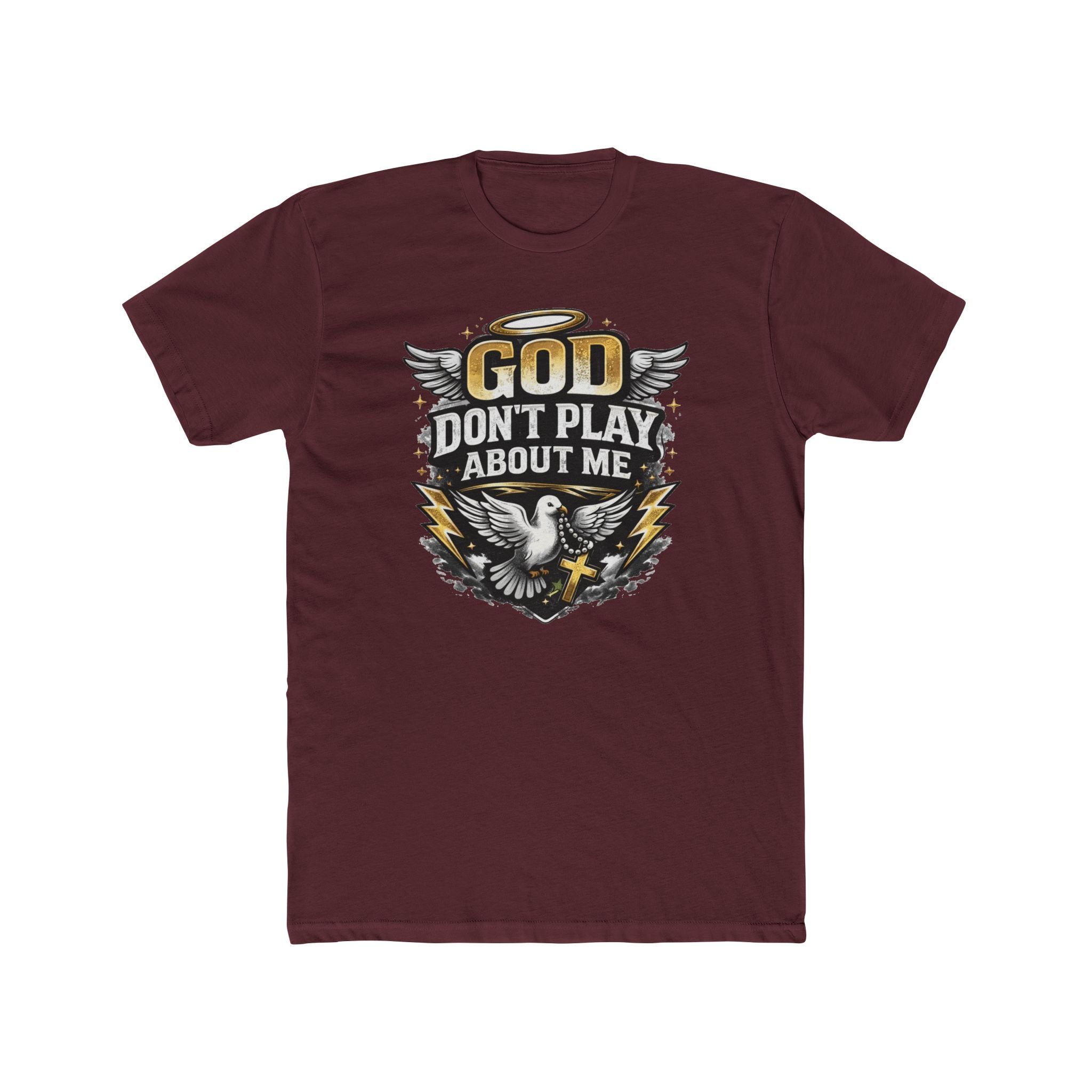 God Don't Play About Me T-Shirt | Dove, Cross & Lightning Christian Tee