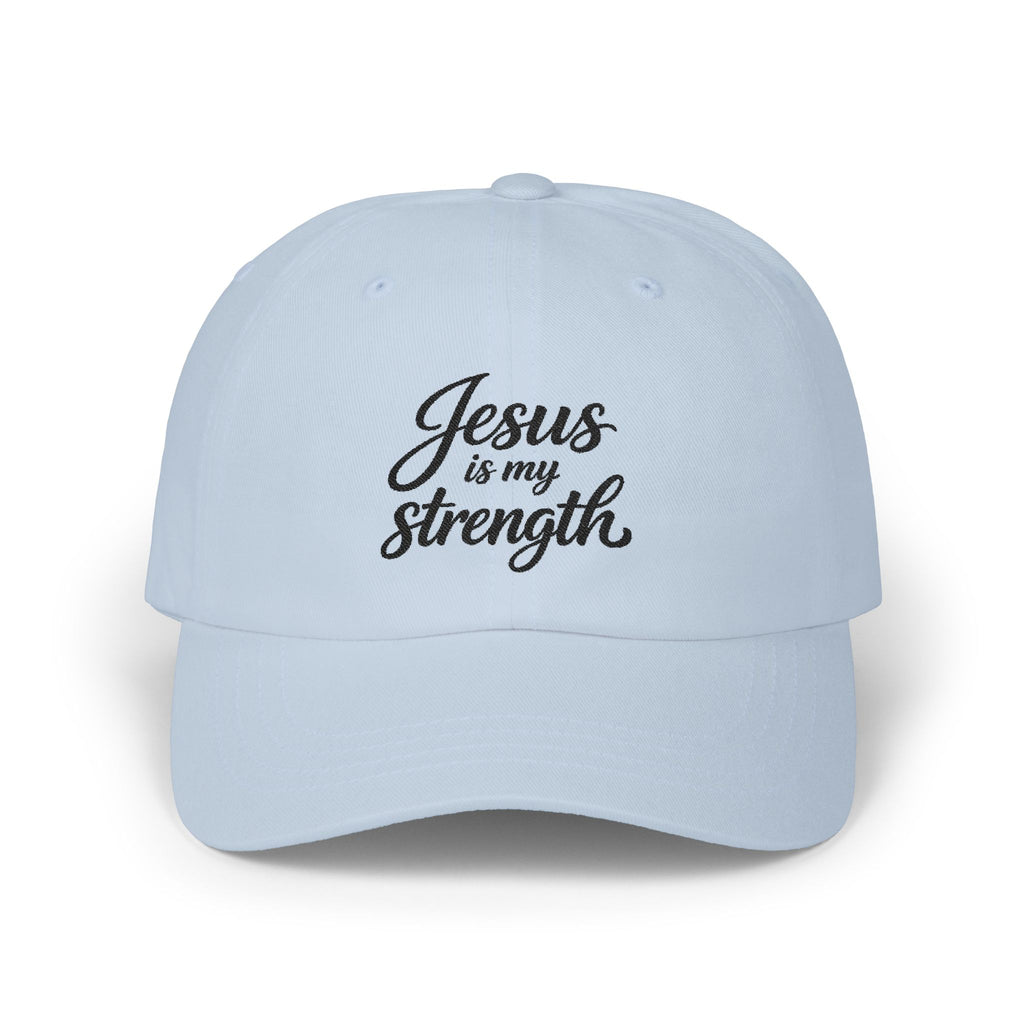 Jesus Is My Strength Dad Cap — Embroidered Christian Baseball Hat