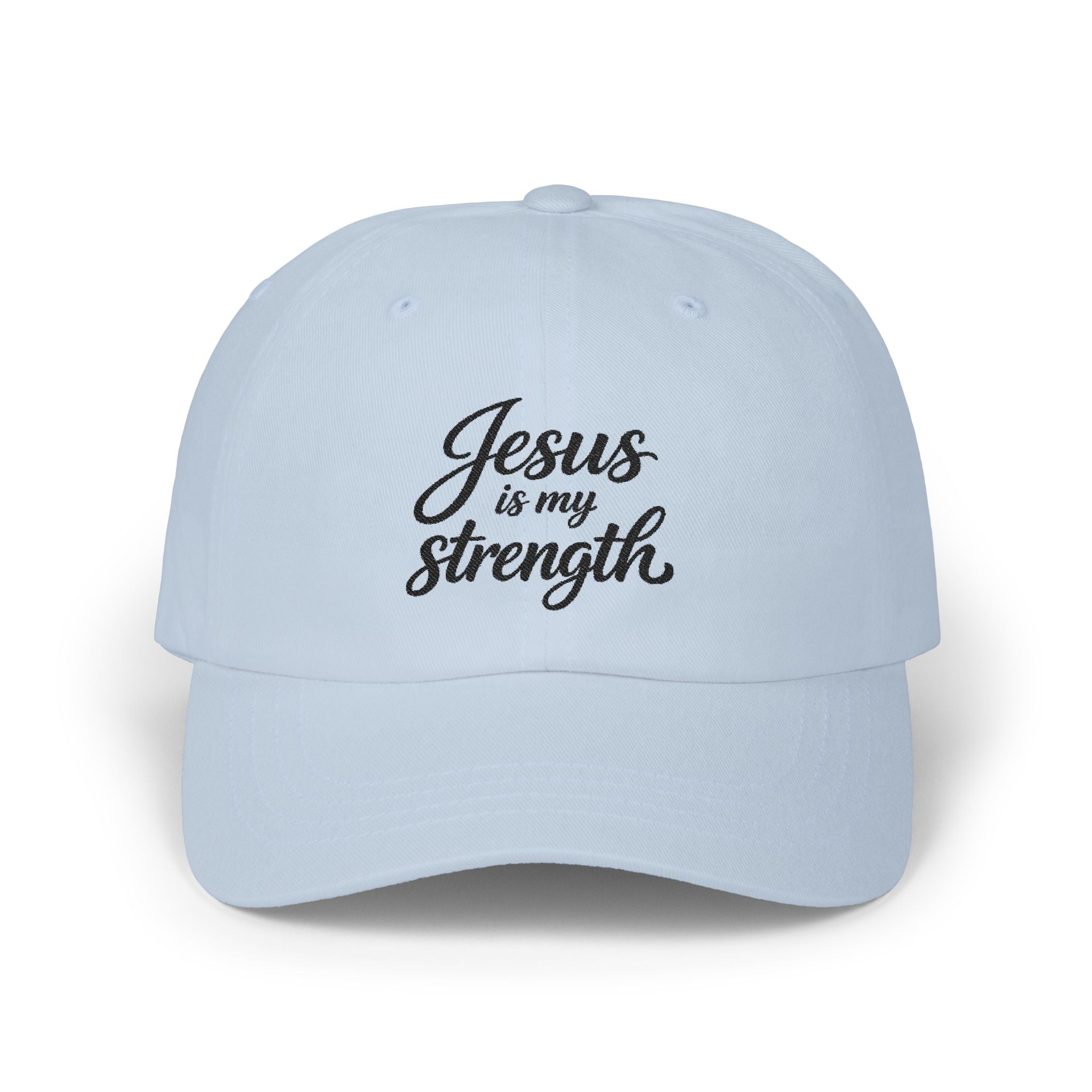 Jesus Is My Strength Dad Cap — Embroidered Christian Baseball Hat