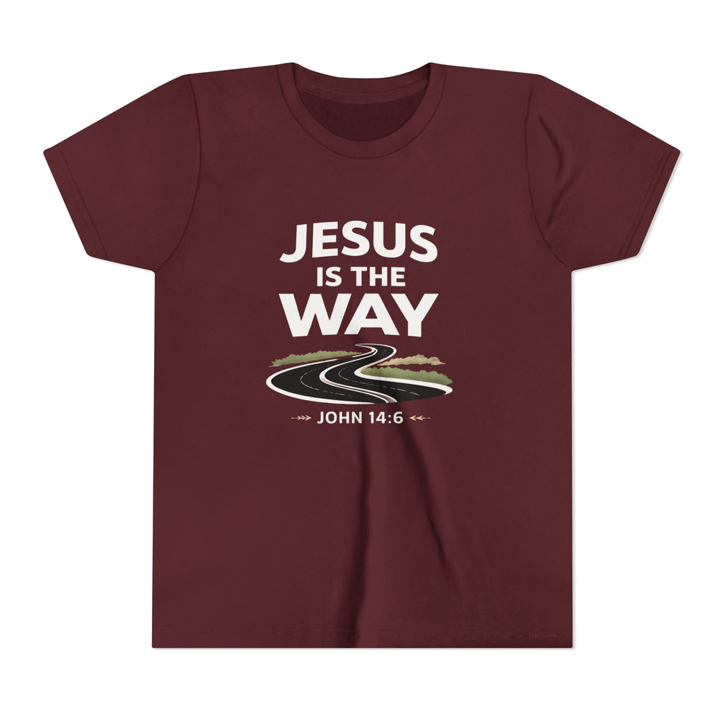 Boys Youth Tee — "Jesus Is The Way" Christian Graphic Shirt (John 14:6)