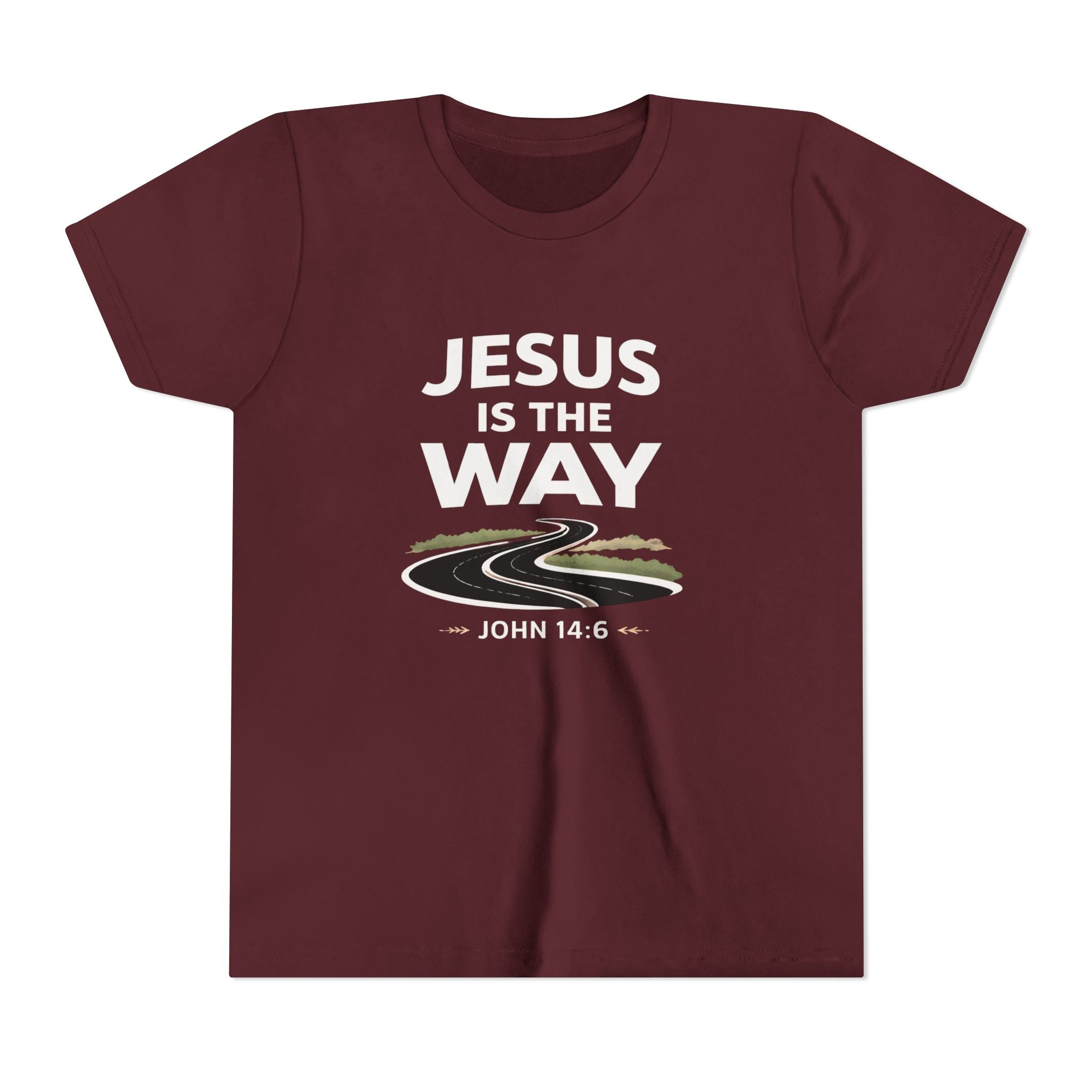 Boys Youth Tee — "Jesus Is The Way" Christian Graphic Shirt (John 14:6)