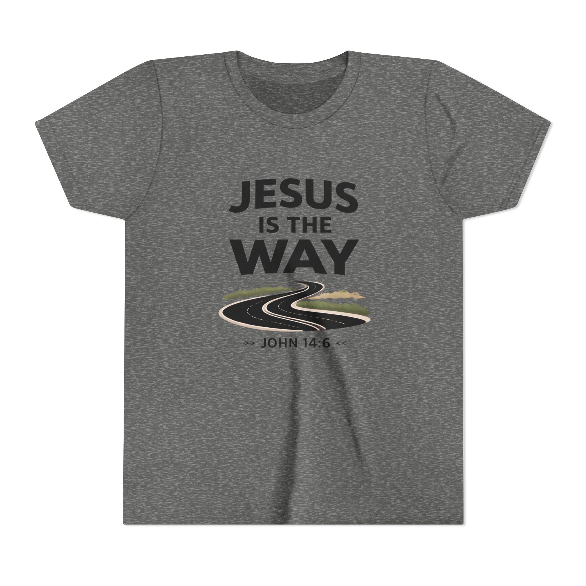 Boys Youth Tee — "Jesus Is The Way" Christian Graphic Shirt (John 14:6)