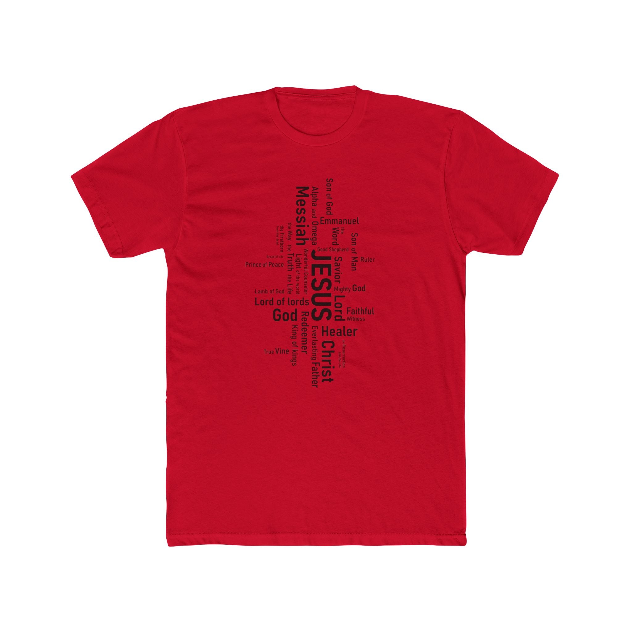 Mens Christian Jesus Word Cloud T-Shirt — Faith-Based Cross Tee