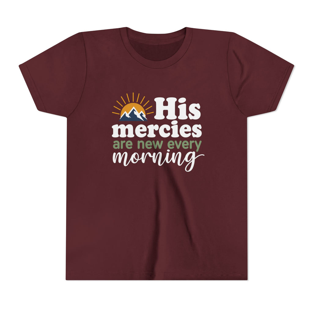 Boys Tee “His Mercies Are New Every Morning” Christian Faith Kids Shirt