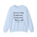 Women Faith Checklist Crewneck Sweatshirt — "Walk by Faith, Pray Daily, Give Grace"
