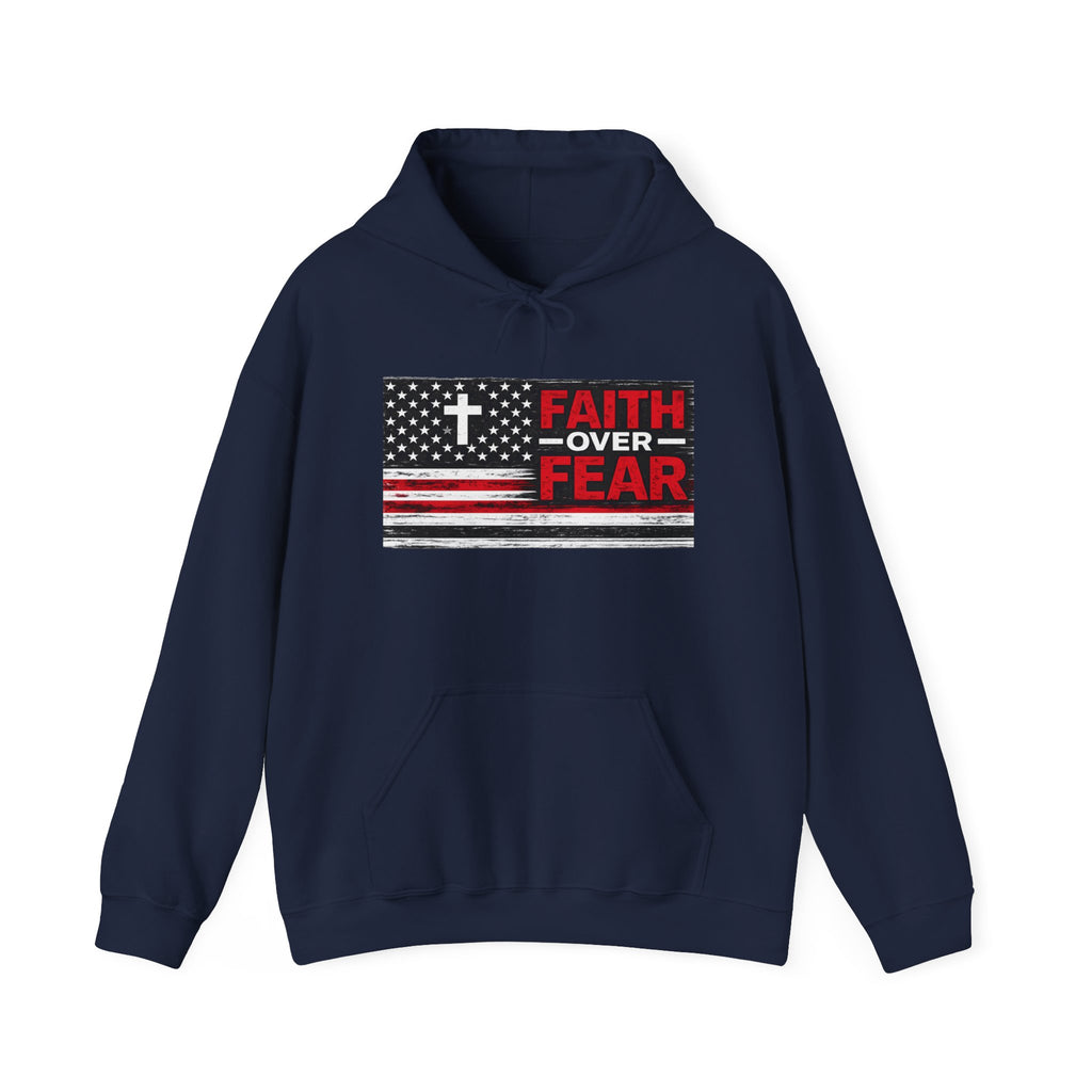 Faith Over Fear Hoodie — Christian Flag Cross Pullover