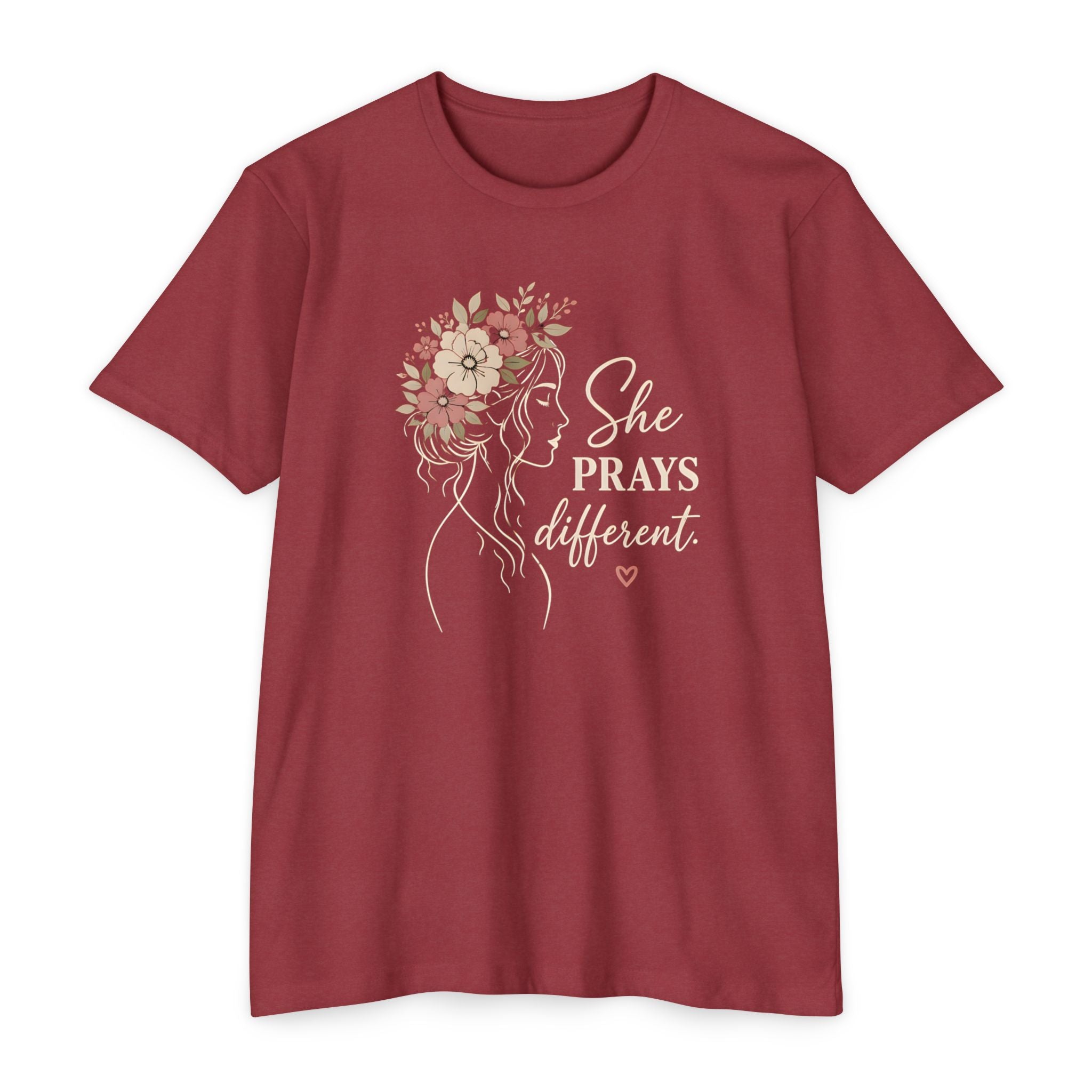 "She Prays Different" Floral Faith Tee
