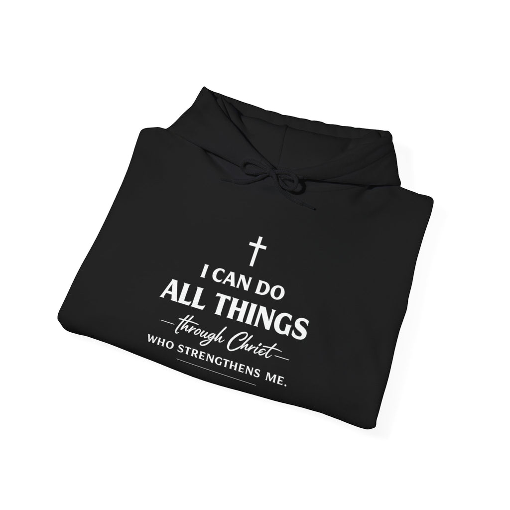 Womens Christian Faith Hoodie — “I Can Do All Things Through Christ” Inspirational Pullover
