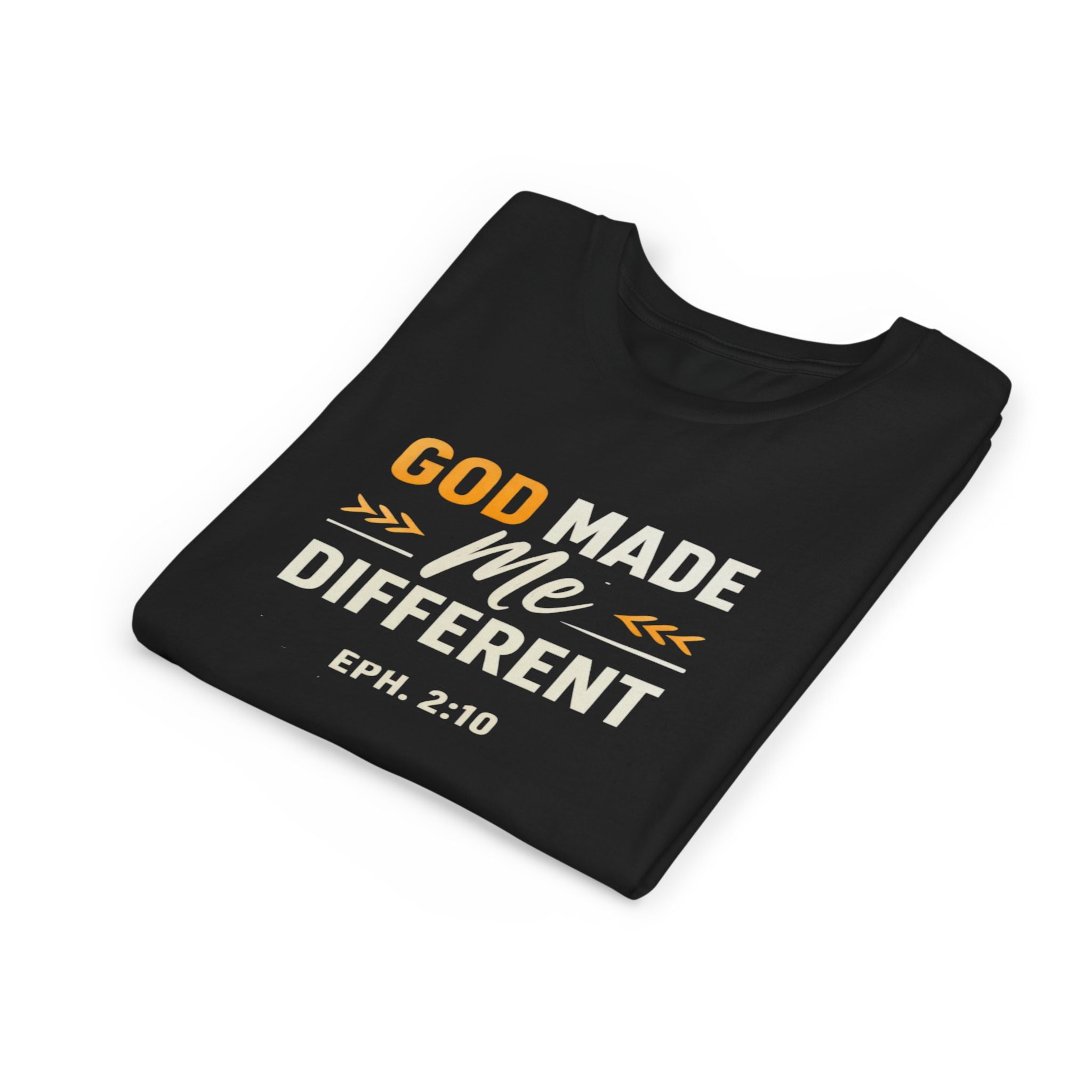 Girls Youth Tee – "God Made Me Different" Christian Kids T‑Shirt (Eph. 2:10)