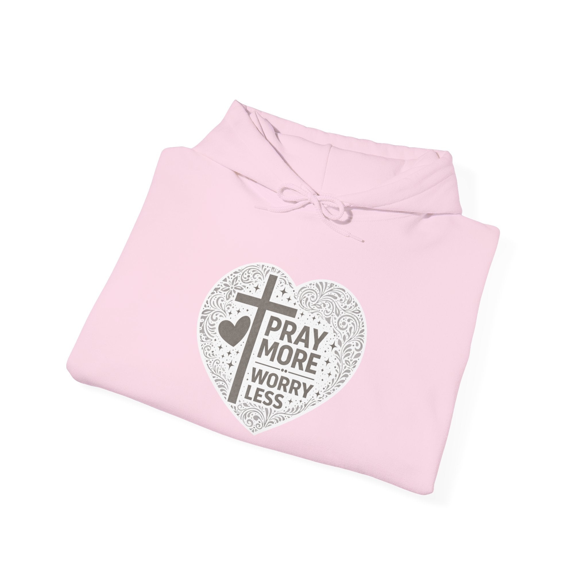 Womens "Pray More Worry Less" Heavy Blend™ Hooded Sweatshirt