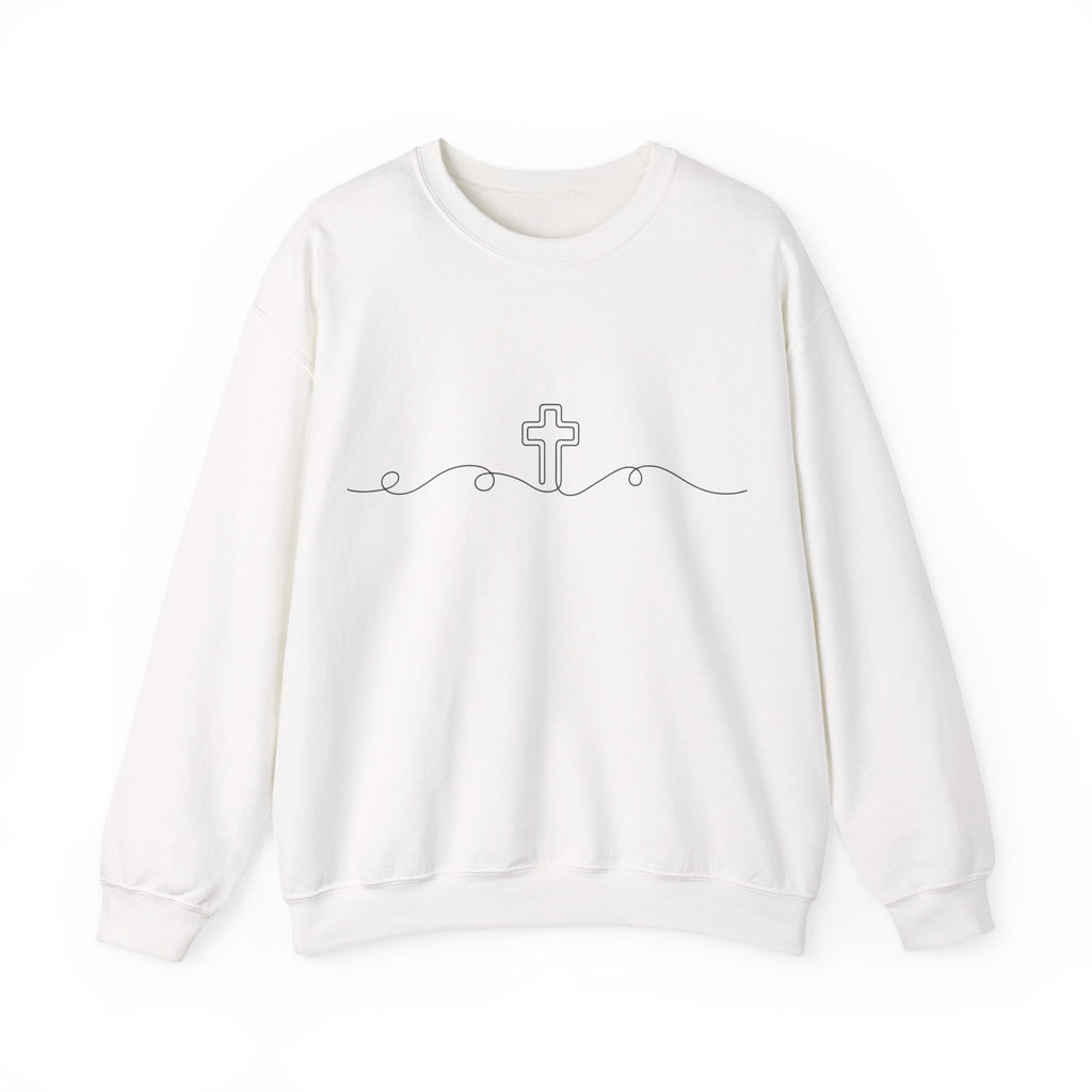 Womens Minimal Cross Line Crewneck Sweatshirt