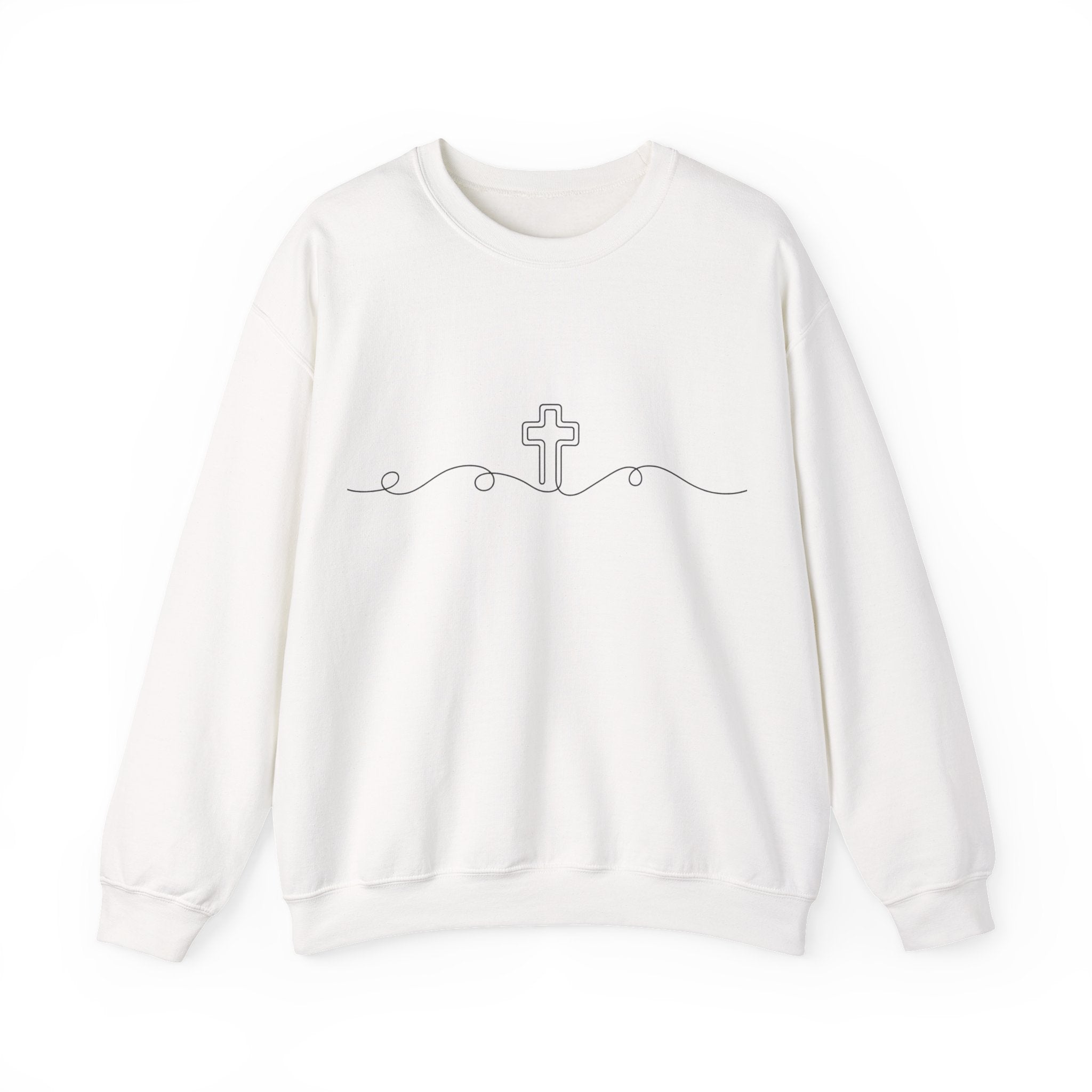 Womens Minimal Cross Line Crewneck Sweatshirt