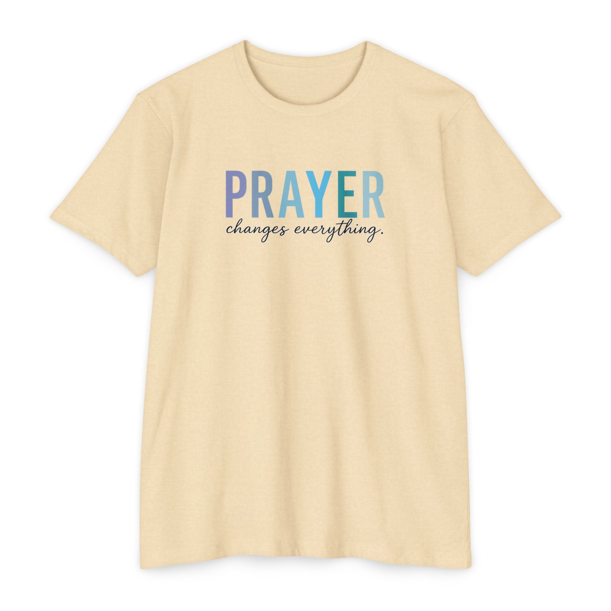 Womens Prayer Graphic T-Shirt — Colorful Typographic Faith Tee