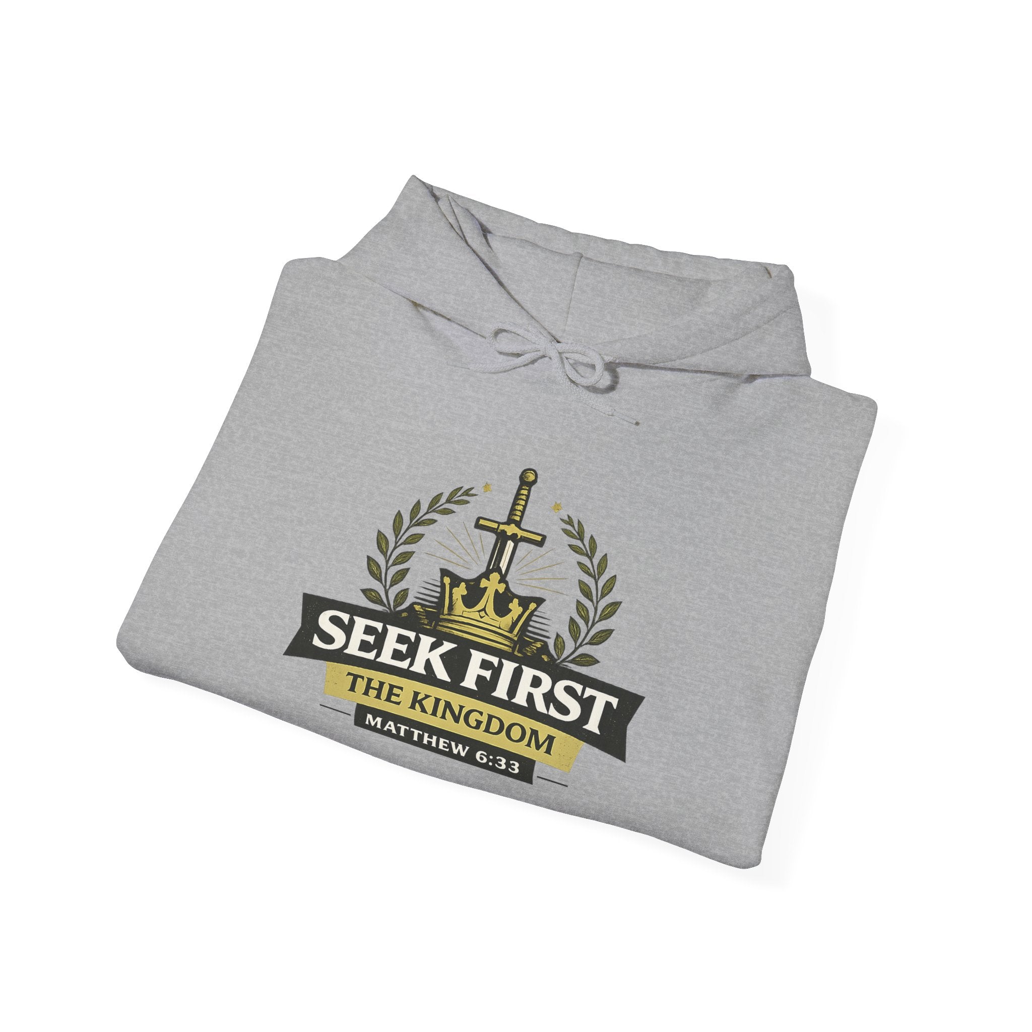 Mens Seek First the Kingdom Hoodie — Matthew 6:33 Christian Faith Pullover