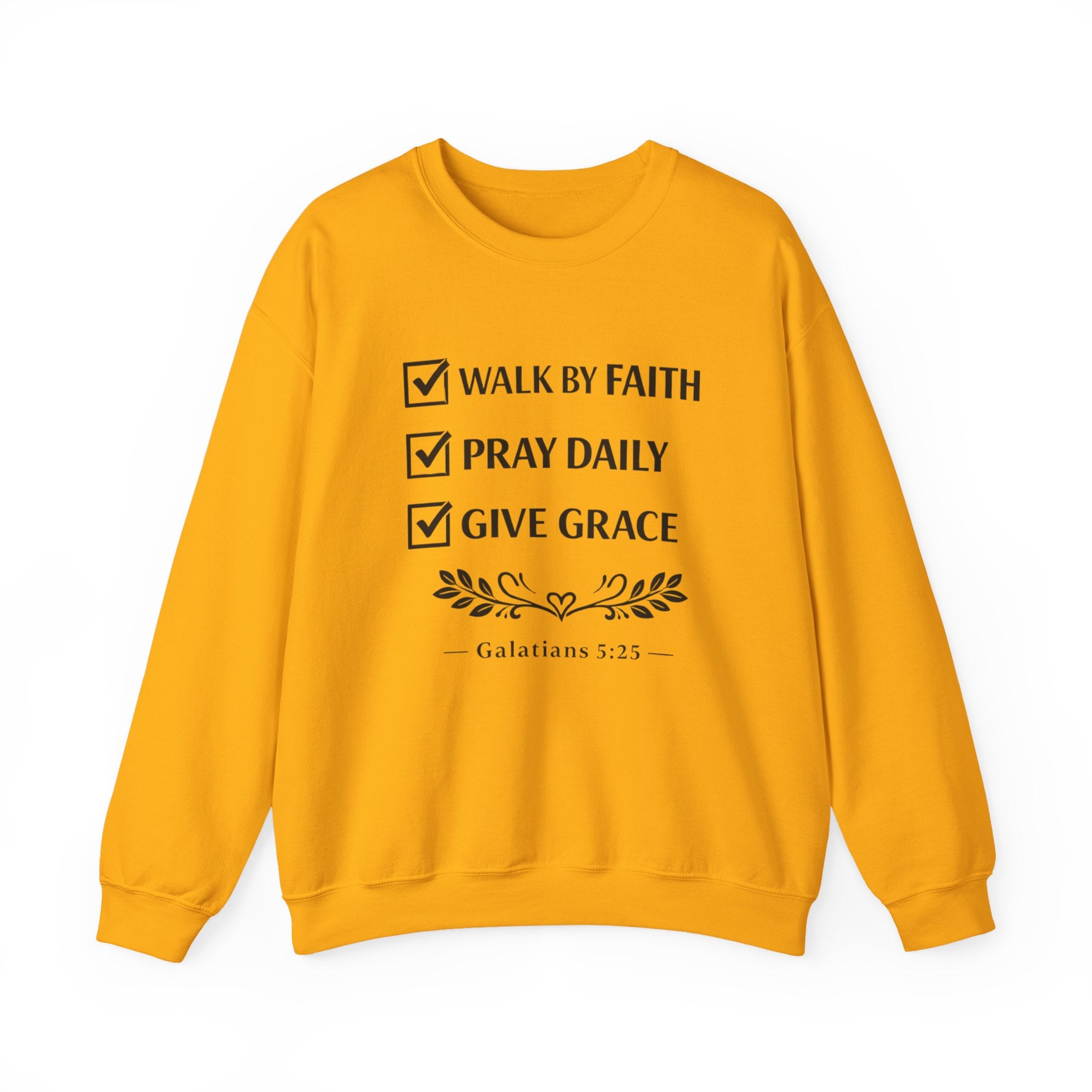 Women Faith Checklist Crewneck Sweatshirt — "Walk by Faith, Pray Daily, Give Grace"