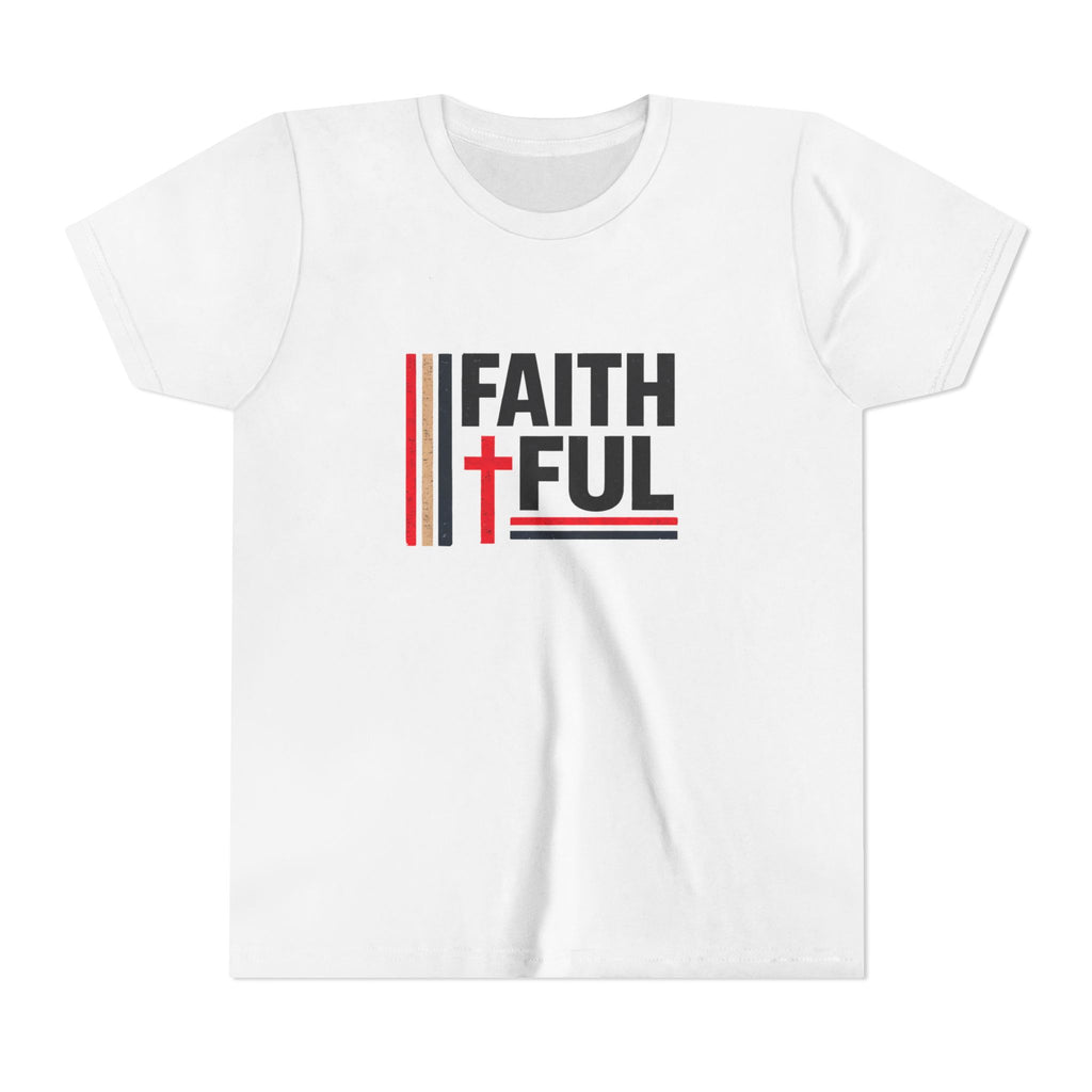 Boys Faithful Youth Tee — Christian Kids Shirt with Cross Graphic
