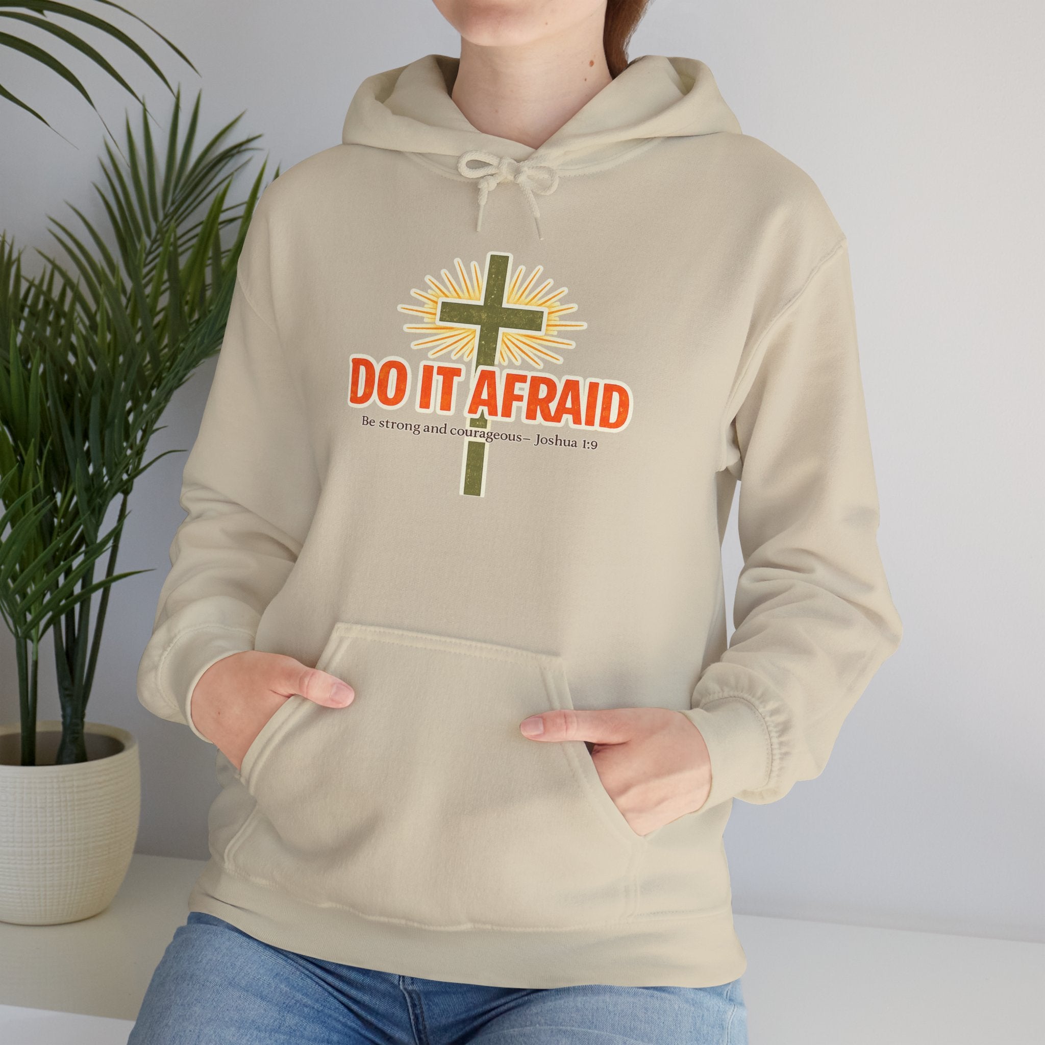 Mens Do It Afraid Cross Hoodie — Christian Encouragement Pullover