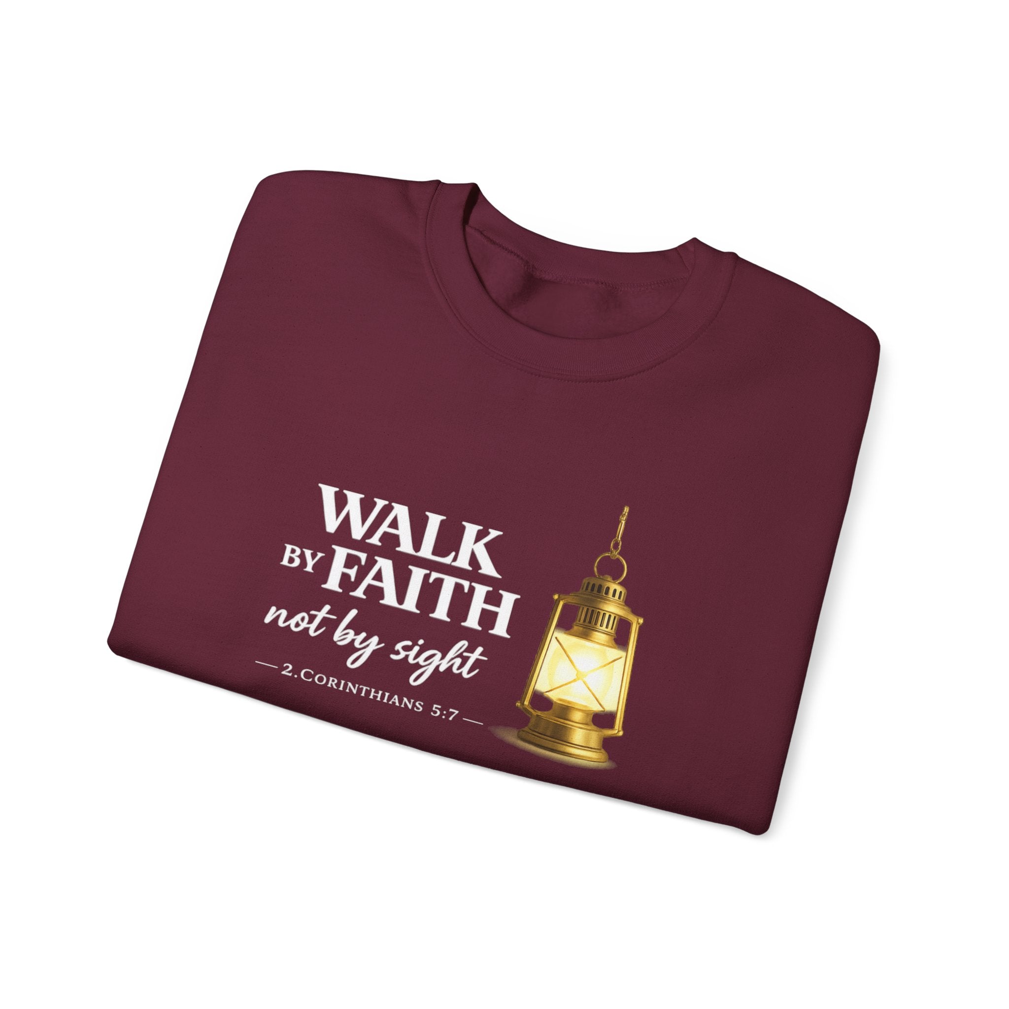 Womens "Walk By Faith Not By Sight" Classic White Crewneck Sweatshirt