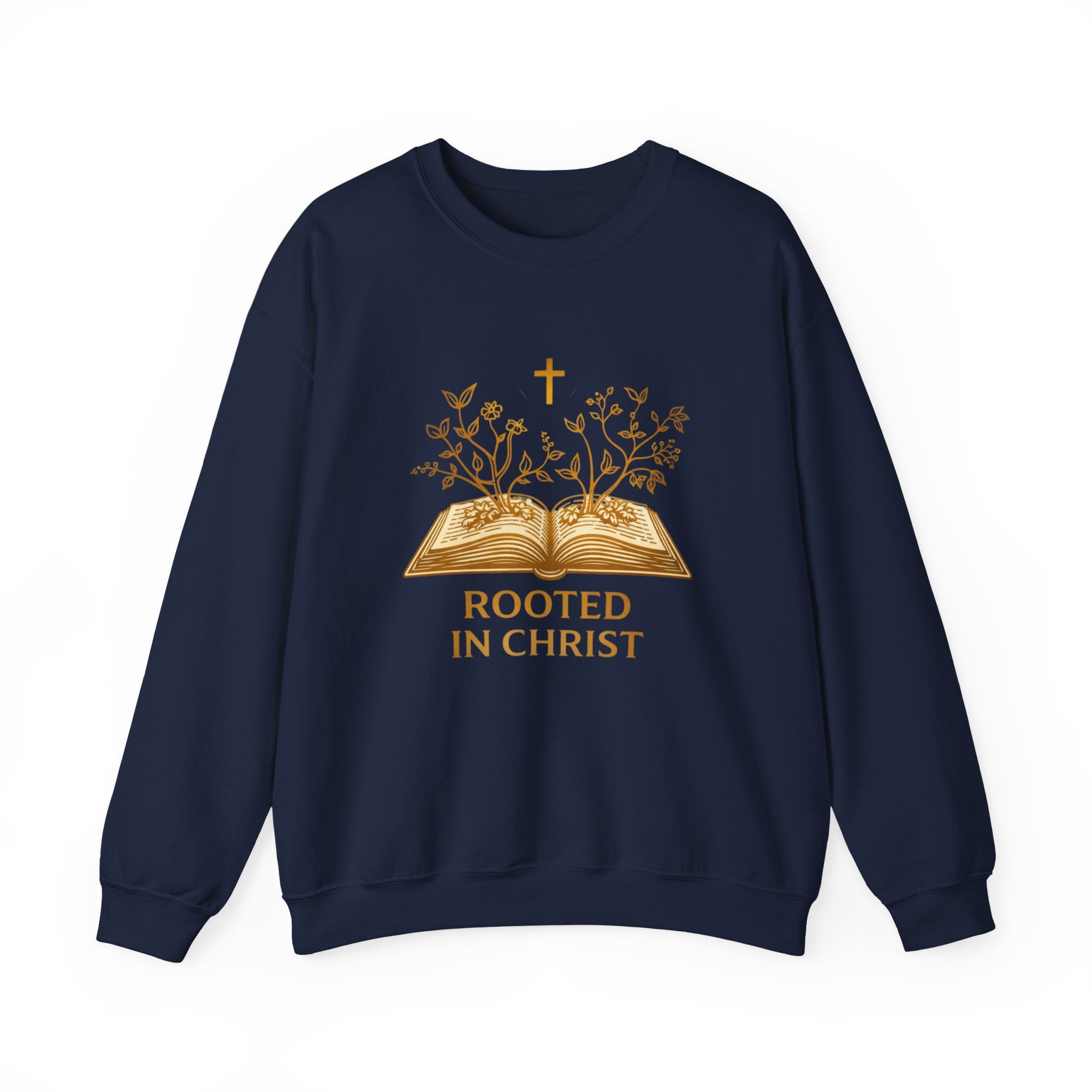 Womens Rooted in Christ Sweatshirt — Christian Faith Bible Graphic Crewneck