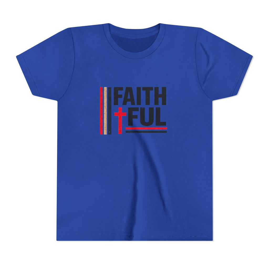 Boys Faithful Youth Tee — Christian Kids Shirt with Cross Graphic