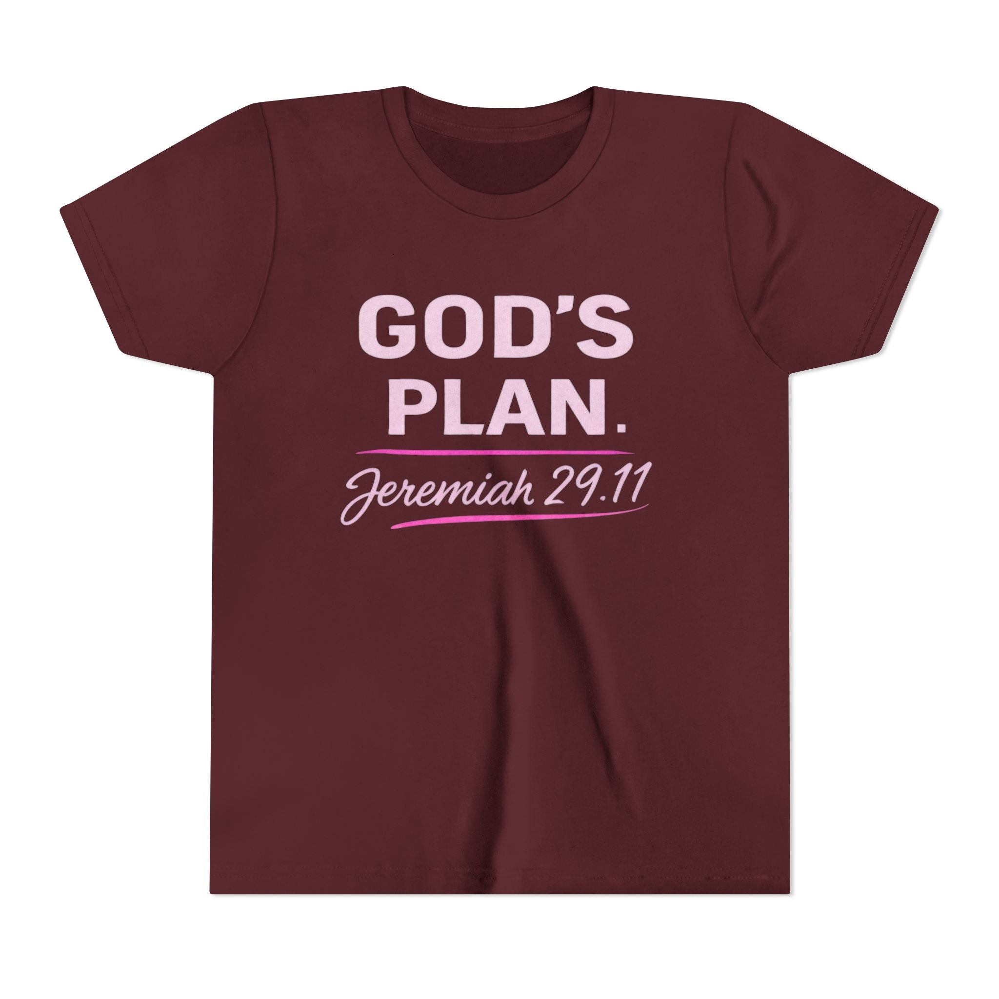 Girls Youth Tee — "God's Plan" Jeremiah 29:11 Christian Faith T-shirt
