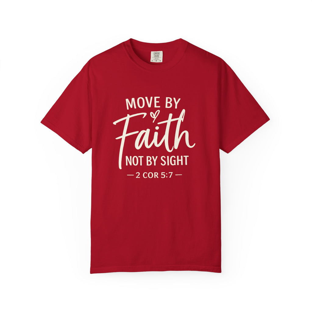 Move By Faith Not By Sight Minimal White Graphic Tee (Subtle Script Design)