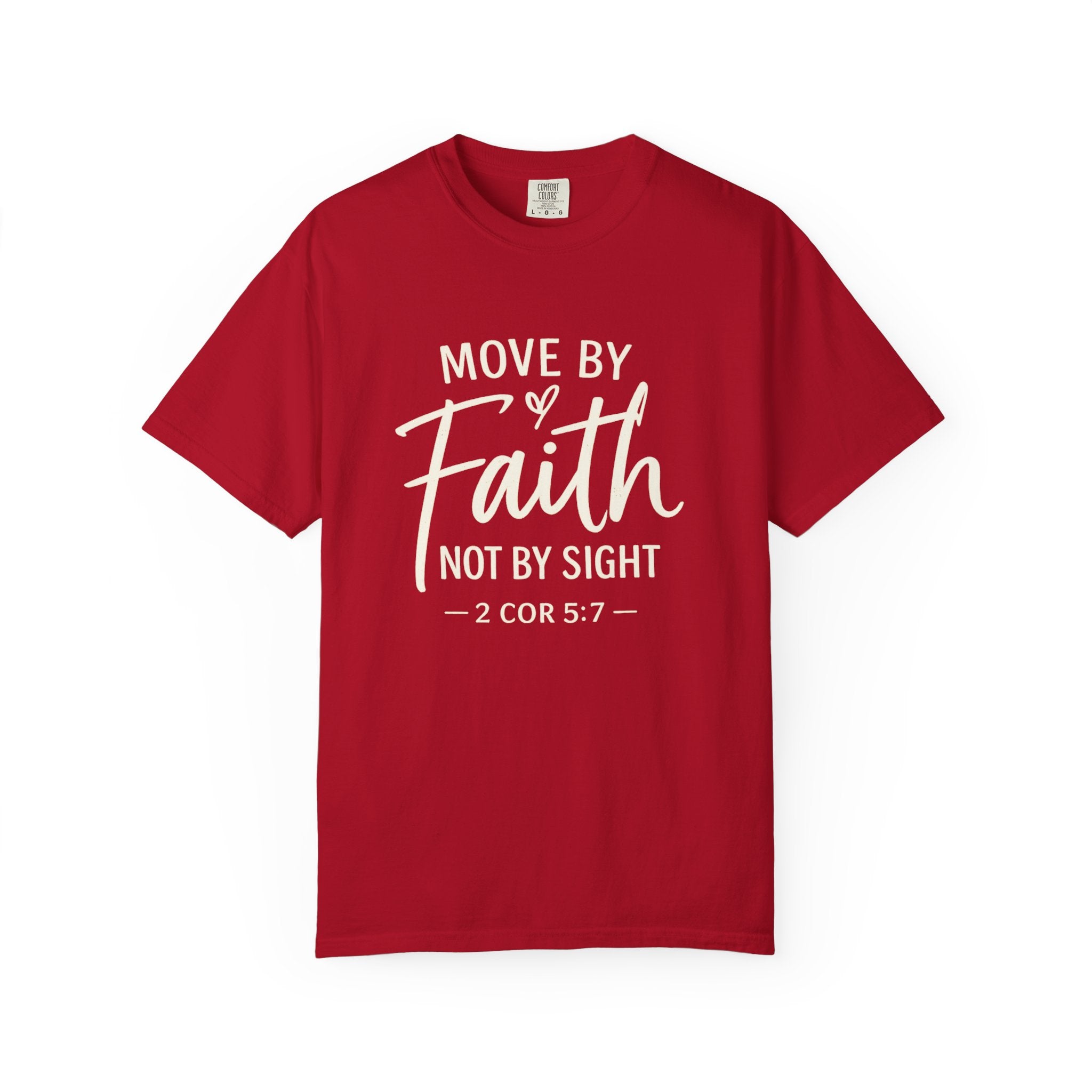 Move By Faith Not By Sight Minimal White Graphic Tee (Subtle Script Design)