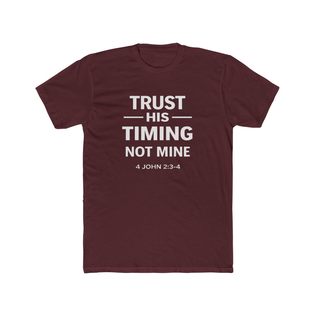 Mens "Trust His Timing Not Mine" Christian T‑Shirt