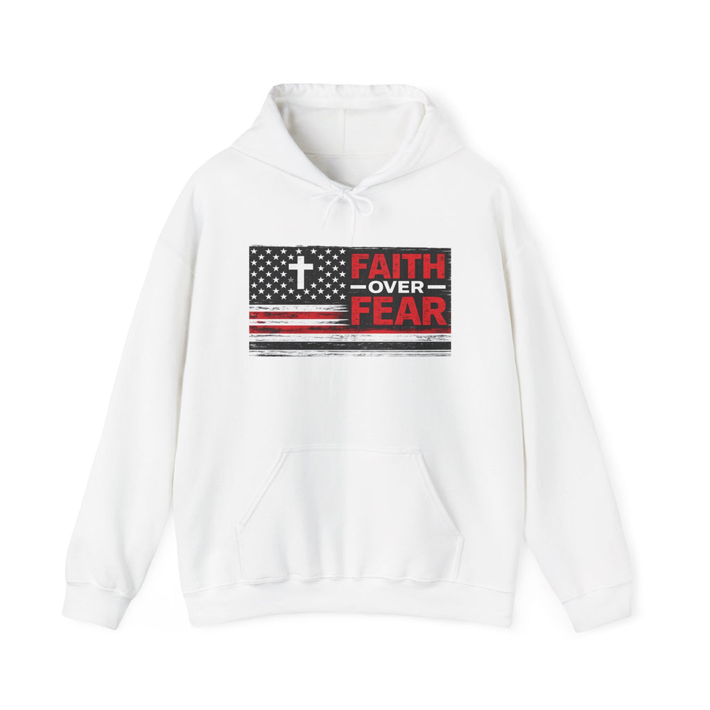 Faith Over Fear Hoodie — Christian Flag Cross Pullover