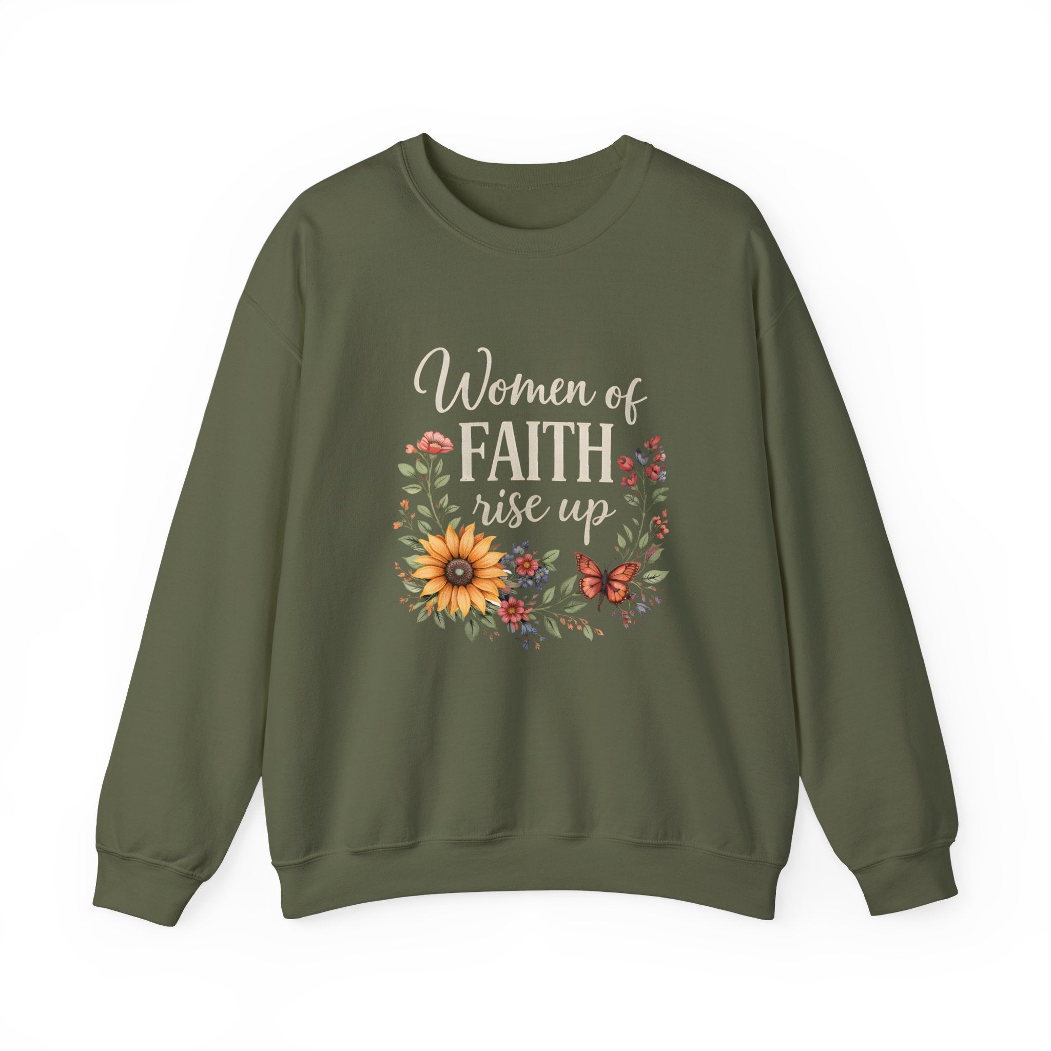 Women of Faith Rise Up Sweatshirt — Floral Christian Crewneck