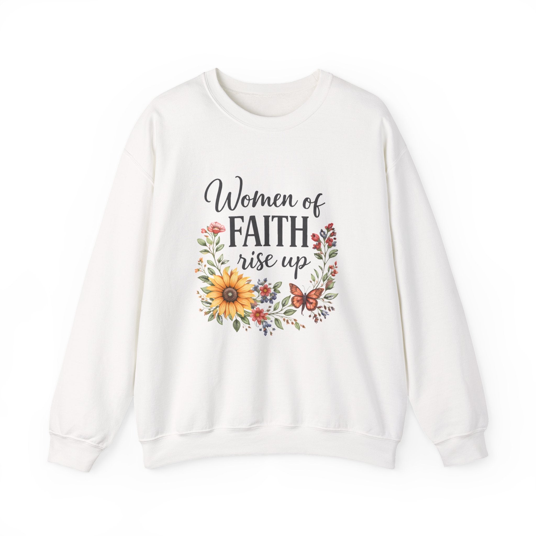Women of Faith Rise Up Sweatshirt — Floral Christian Crewneck