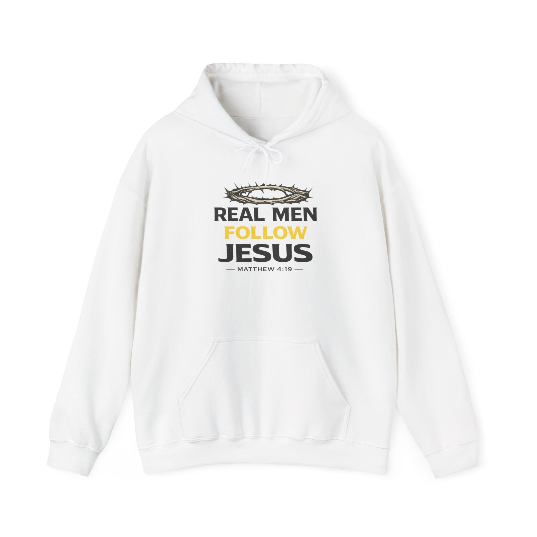 Real Men Follow Jesus Hoodie — Christian Faith Sweatshirt (Matthew 4:19)