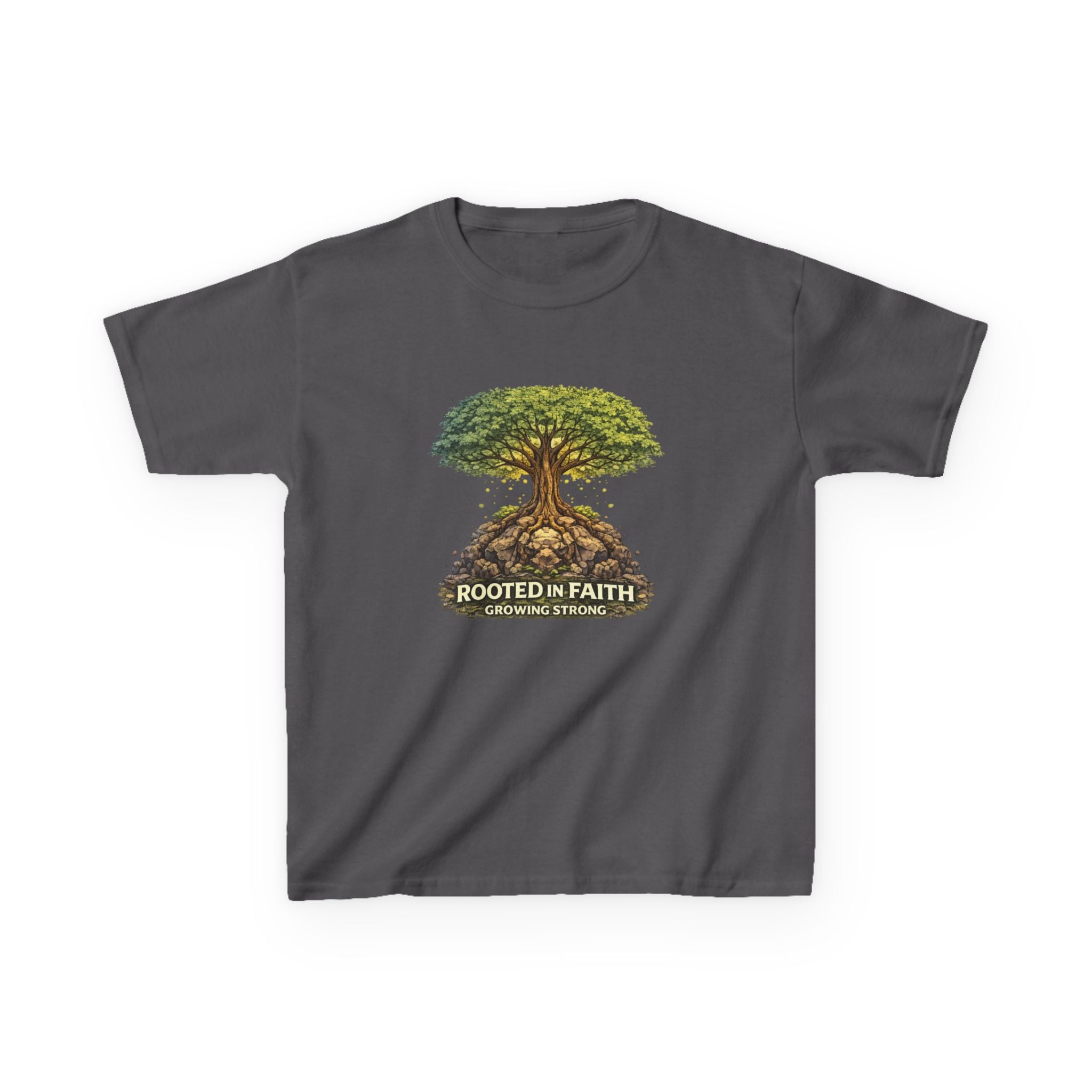 Kids Tee — 'Rooted in Faith' Tree Graphic