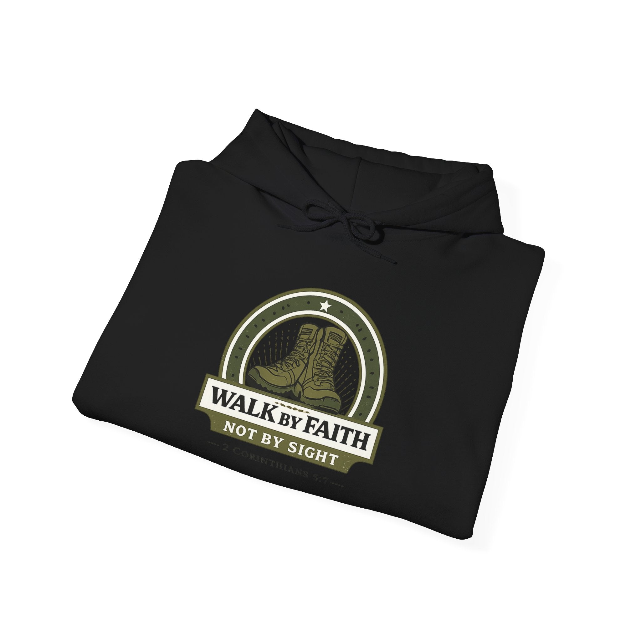 Mens Walk By Faith Hoodie – Inspirational Christian Faith Sweatshirt