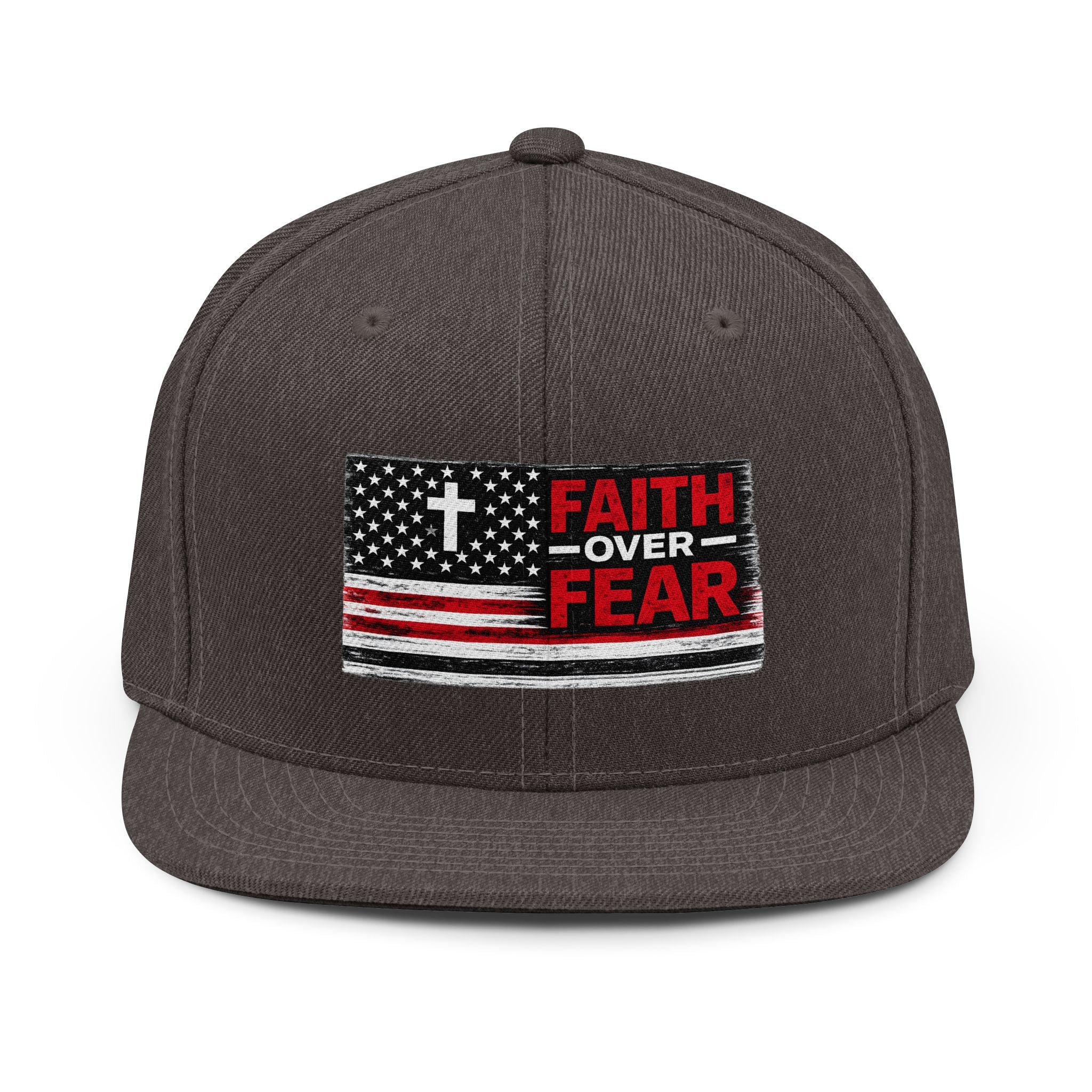 Faith Over Fear Snapback Hat - Christian American Flag Baseball Cap