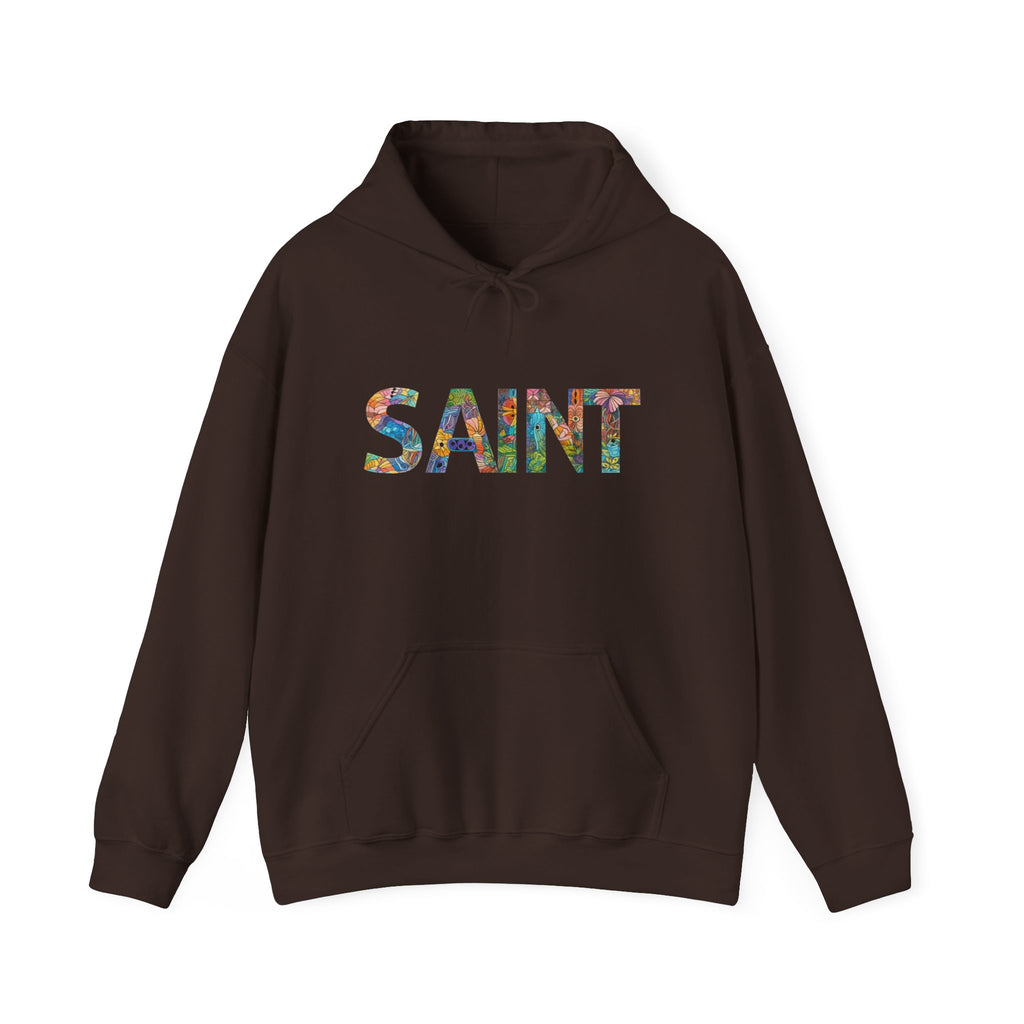 Womens Saint Floral Hoodie — Colorful 'SAINT' Graphic Pullover