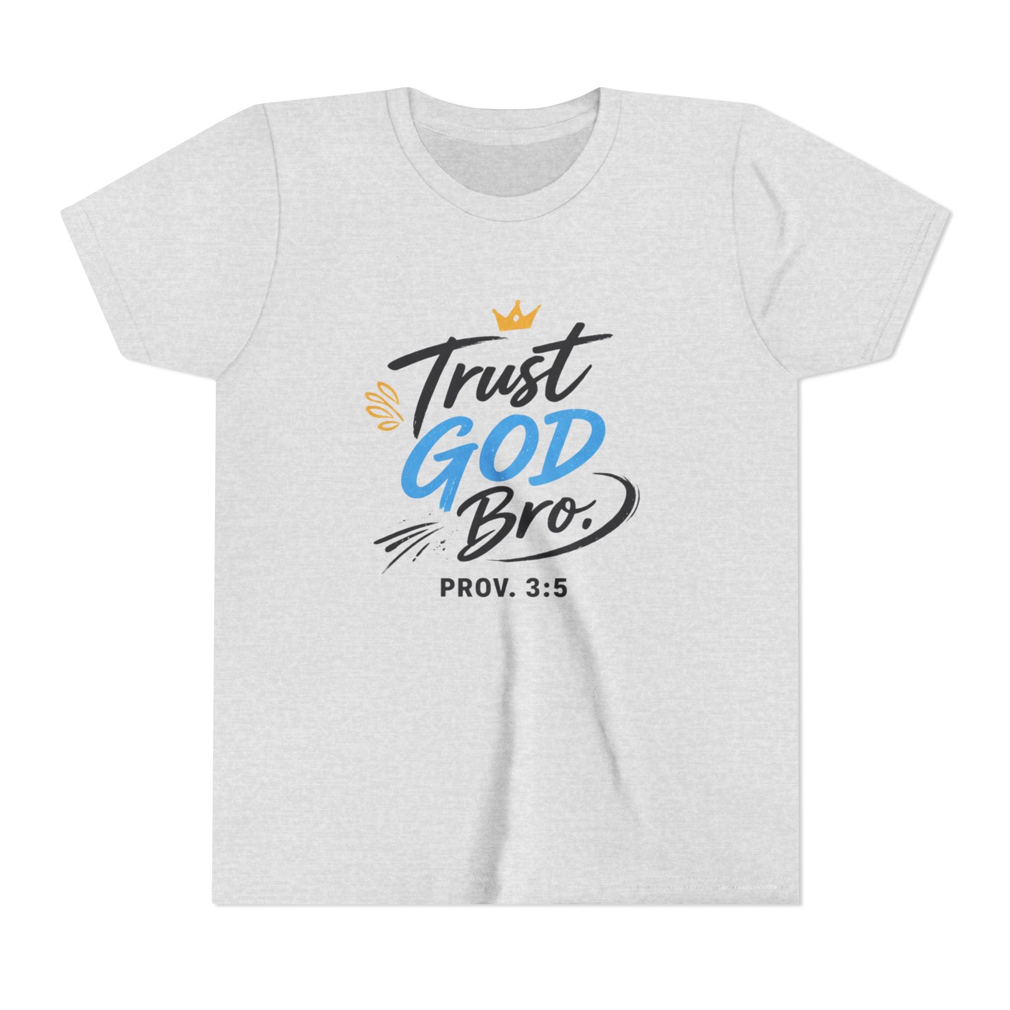 Boys Trust God Bro Youth Tee – Prov. 3:5 Faith Graphic Shirt