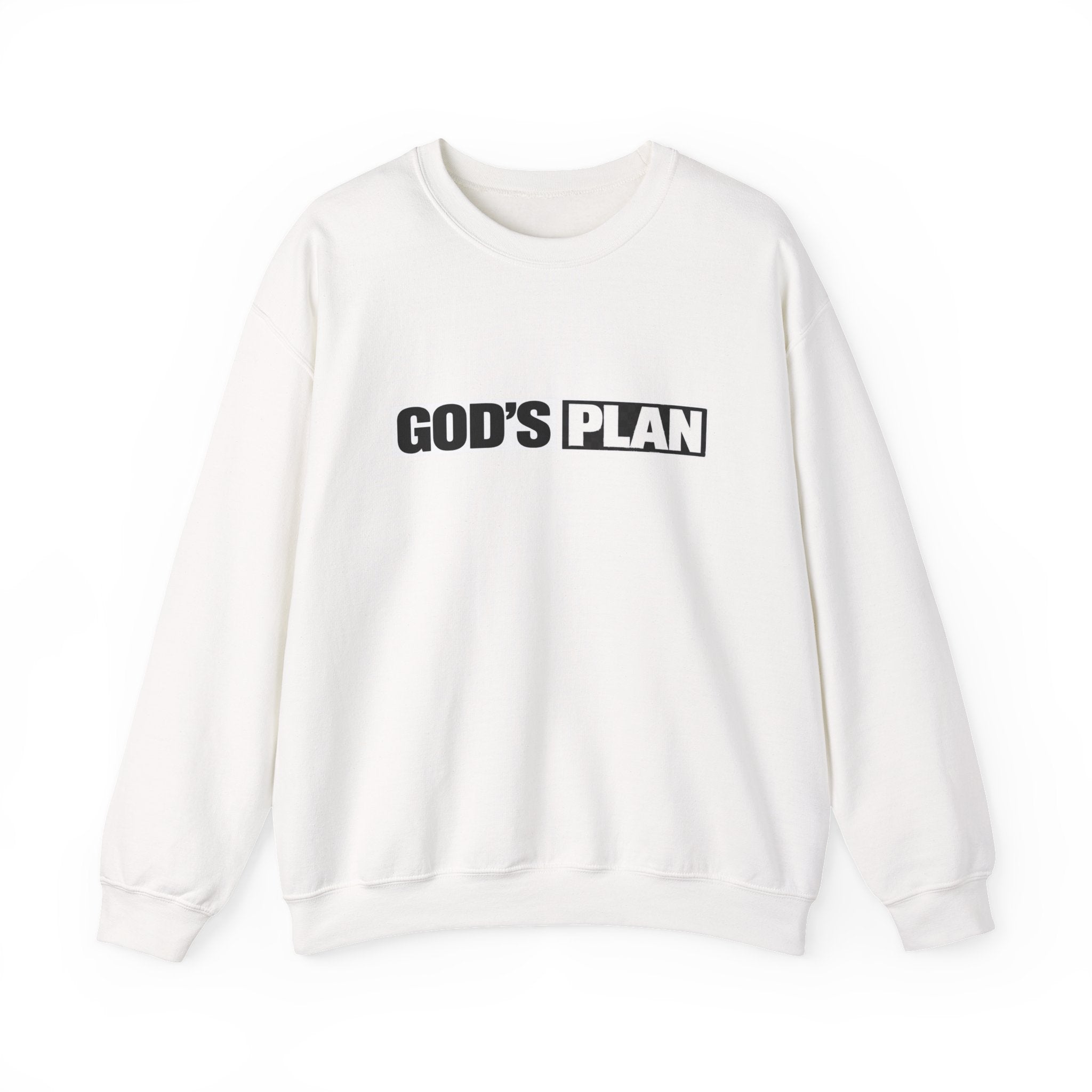 Crewneck Sweatshirt — "GOD'S PLAN" Bold Logo Faith Pullover