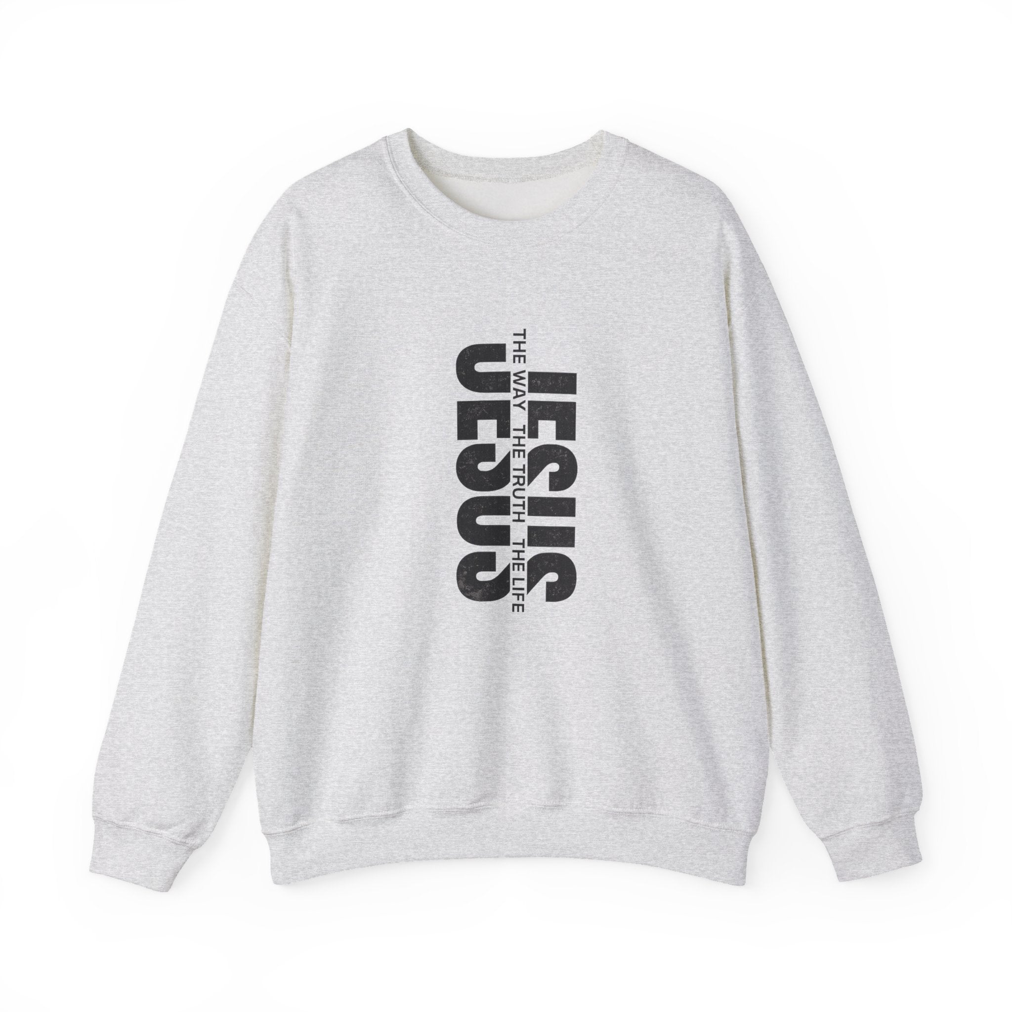 Womens Jesus Vertical Text Crewneck Sweatshirt — The Lamb Is Alive Christian Pullover